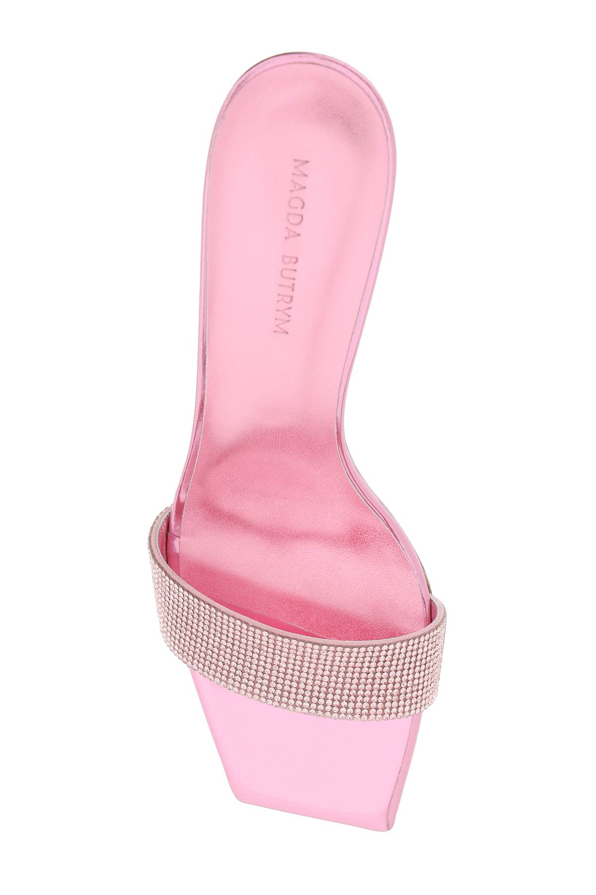 Shop Magda Butrym Mules With Rhinestones In Pink Strap (pink)