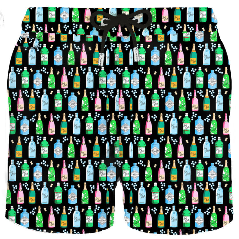 Man Light Fabric Swim Shorts With Bollicine Print