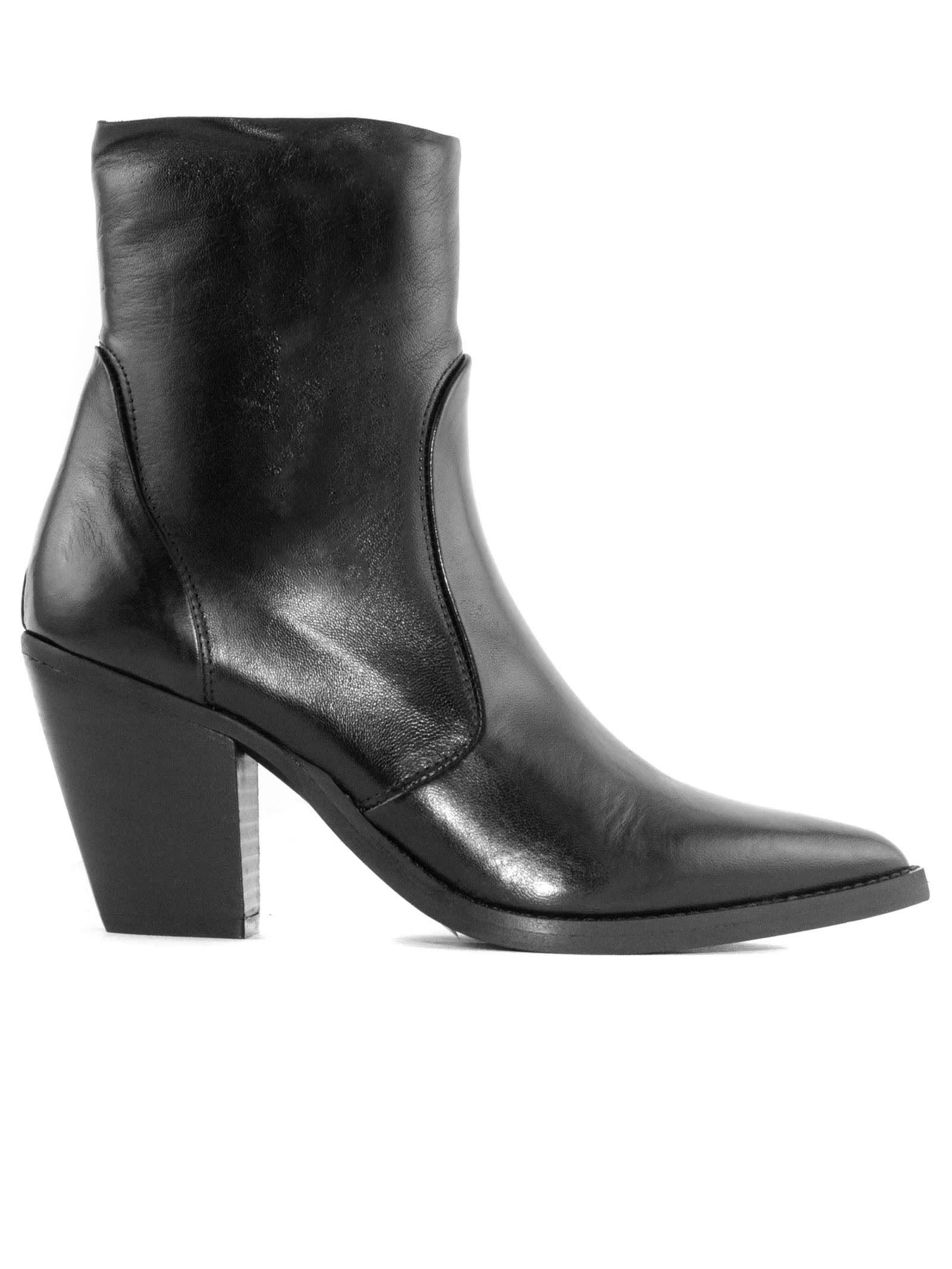 Black Leather Ankle Boot