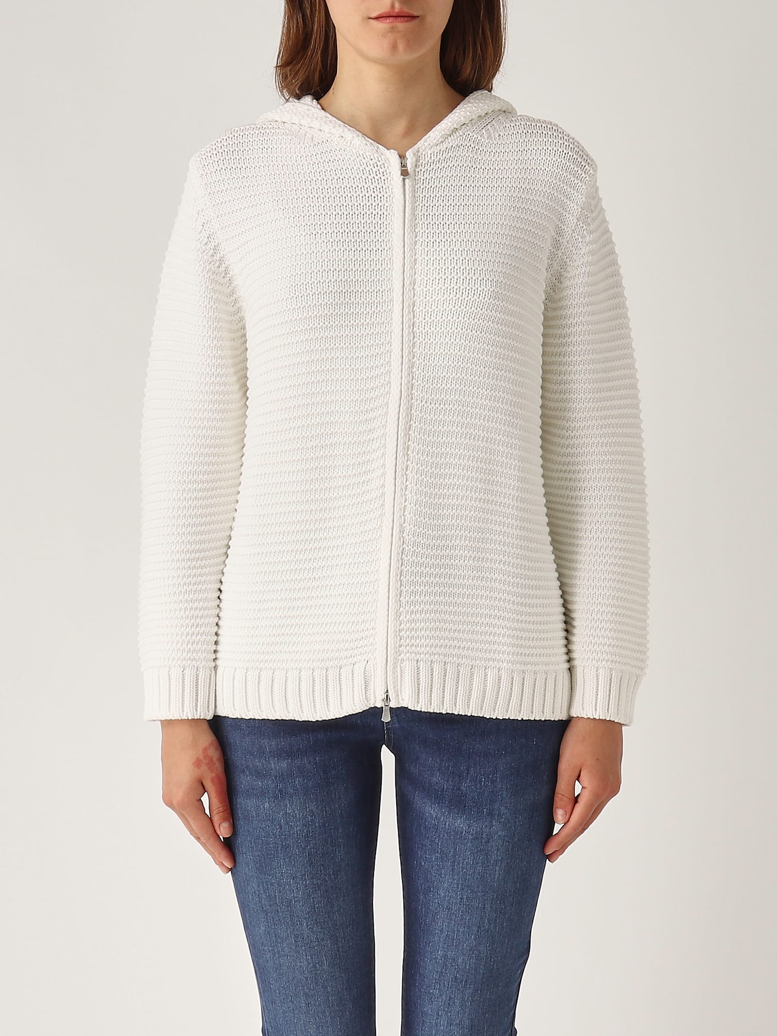 Gran Sasso Poncho C/zip Sweater In Neutral