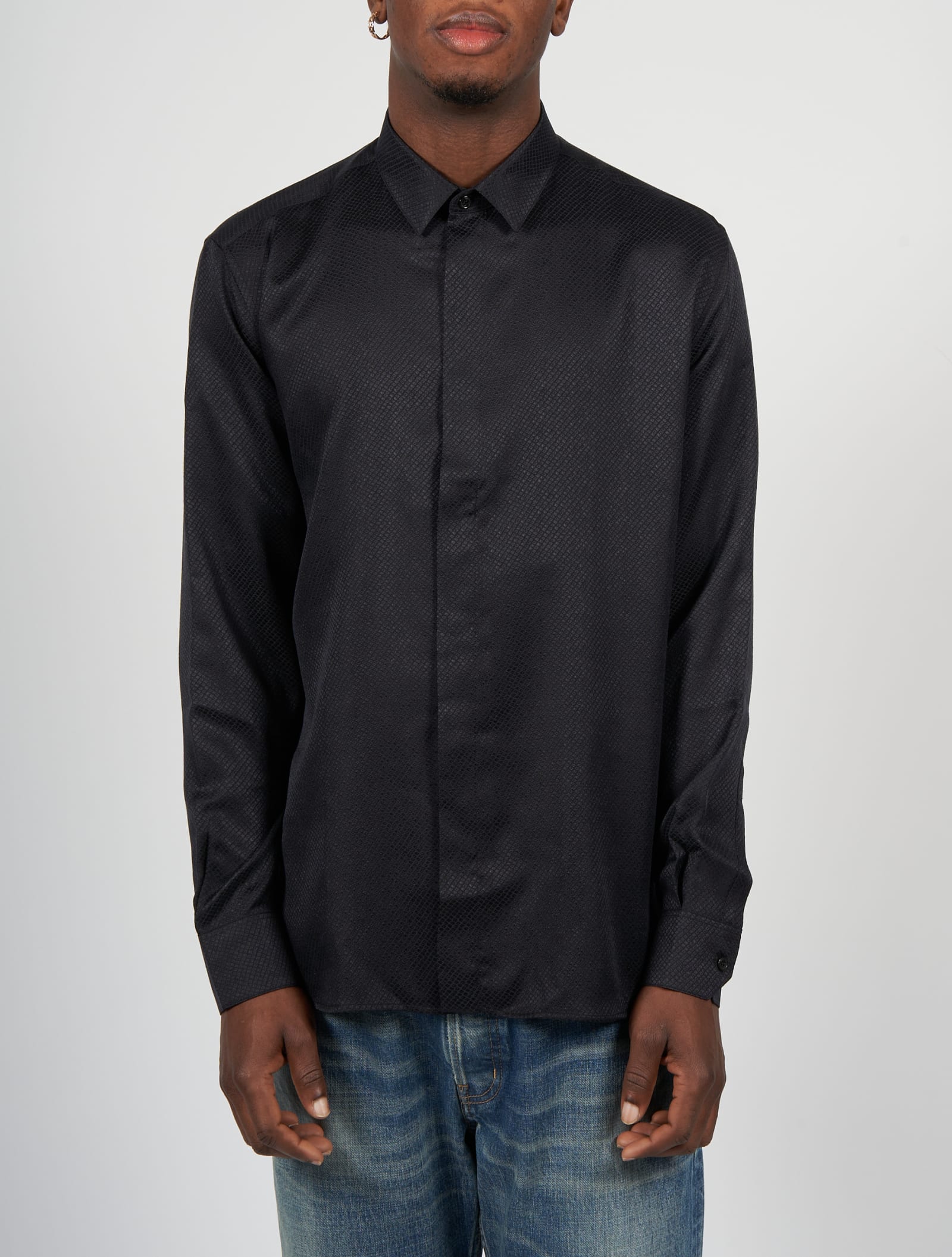 Shop Saint Laurent Yves Collar Classic Shirt In Black