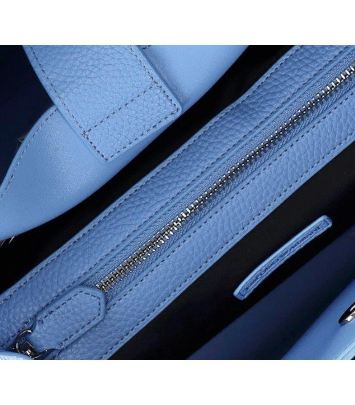 Shop Emporio Armani Logo Printed Tote Bag In Clear Blue
