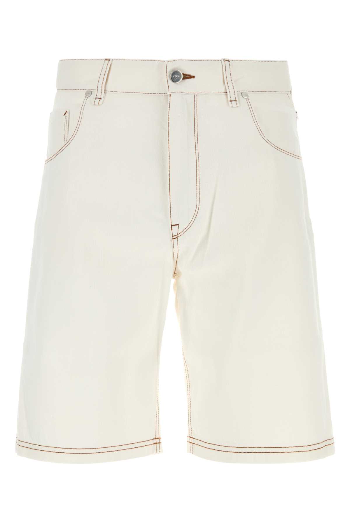 White Denim Bermuda Shorts