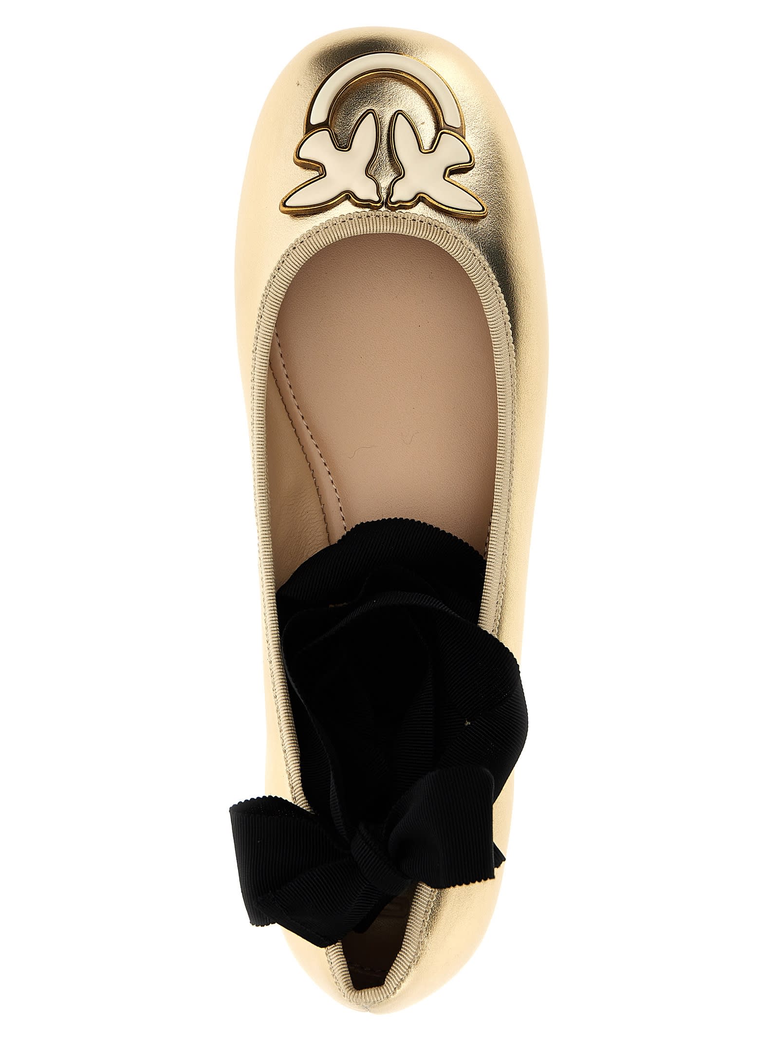 Shop Pinko Gioia 02 Ballet Flats In Gold