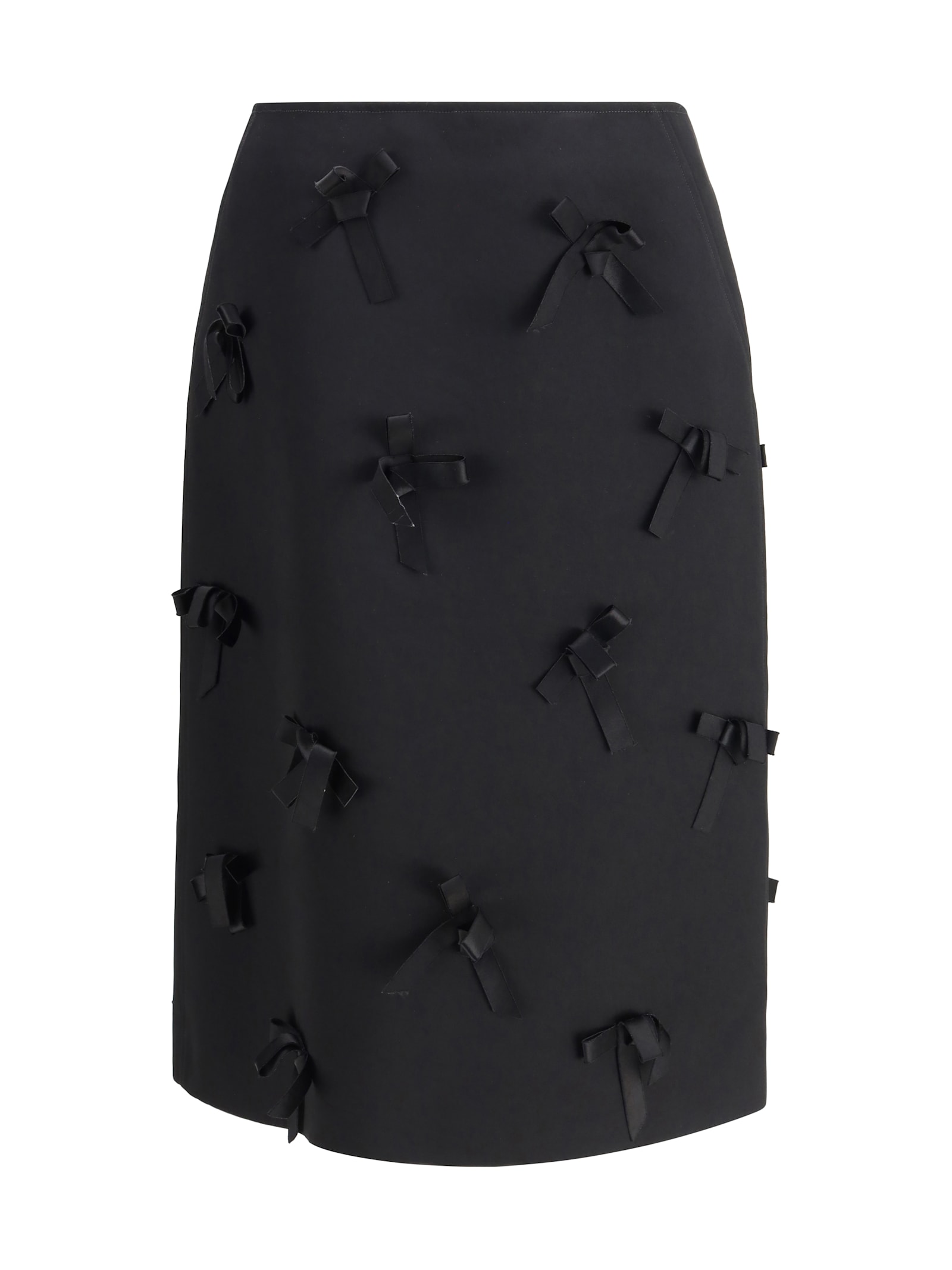 Jil Sander Satin Skirt With Bows In Black