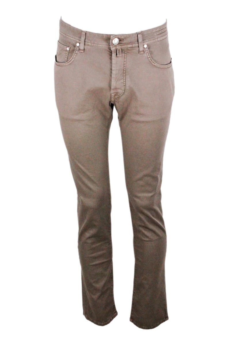 Jacob Cohen Honeycomb-weaved Stretch Cotton Trousers With 5 Pockets With Buttons