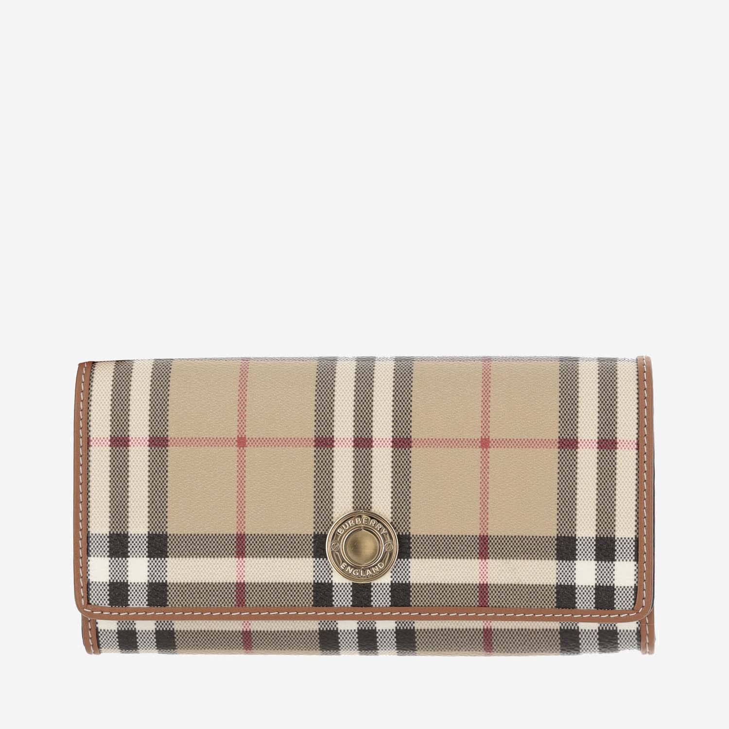 Shop Burberry Continental Wallet With Check Pattern In Red