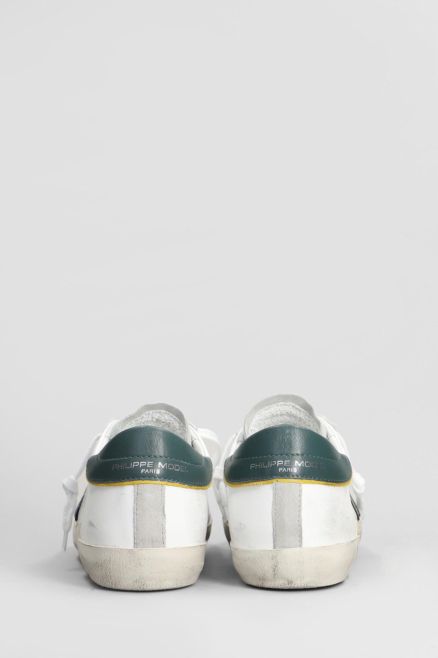 Shop Philippe Model Prsx Low Sneakers In White Suede And Leather