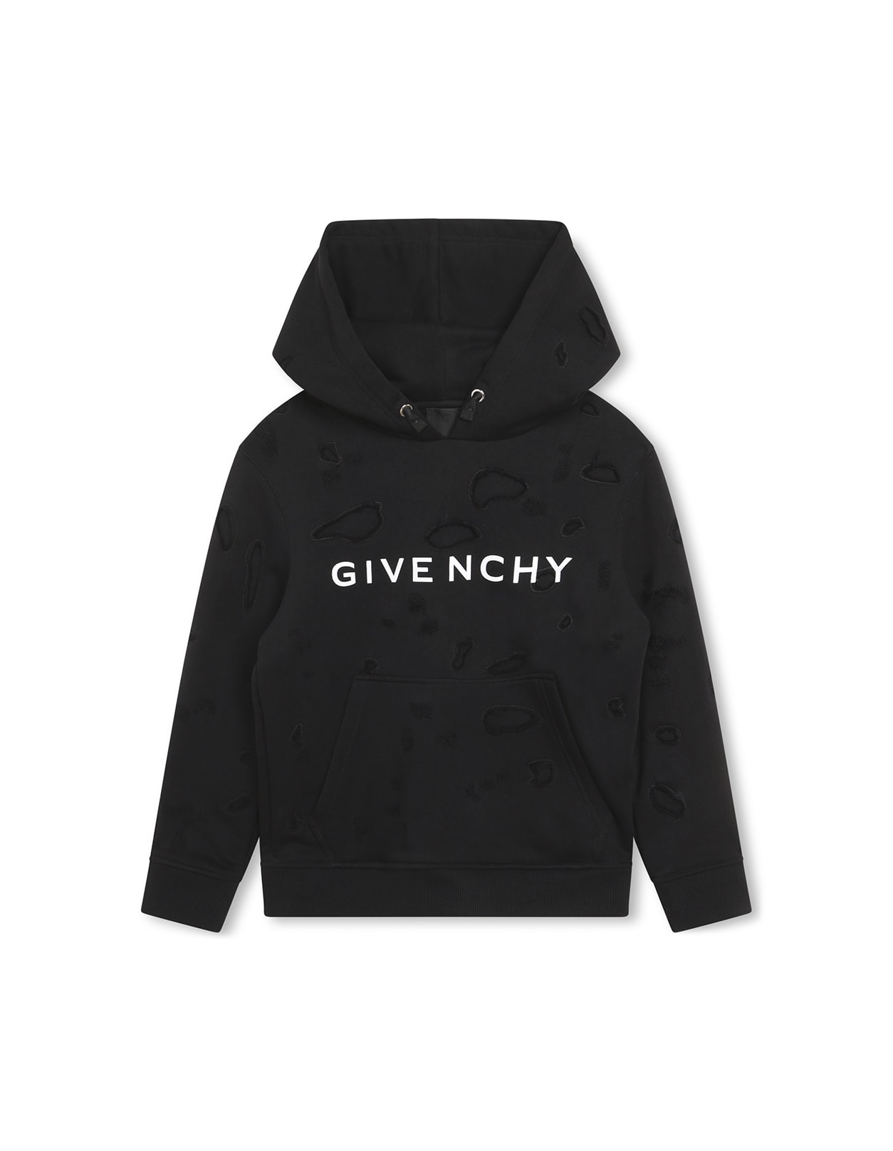Shop Givenchy Black Hoodie With Logo And Distressed Effect In Nero