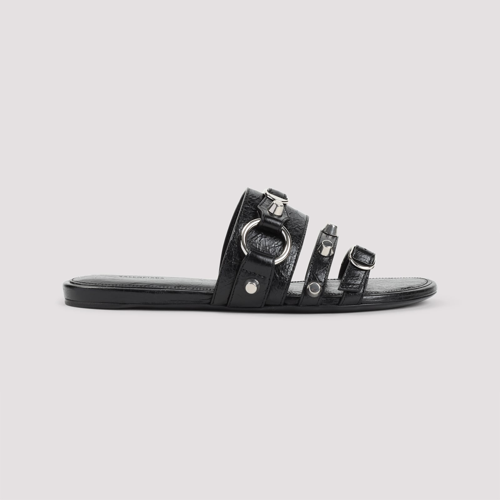 Balenciaga City Nappa Leather Flat Slides In Black