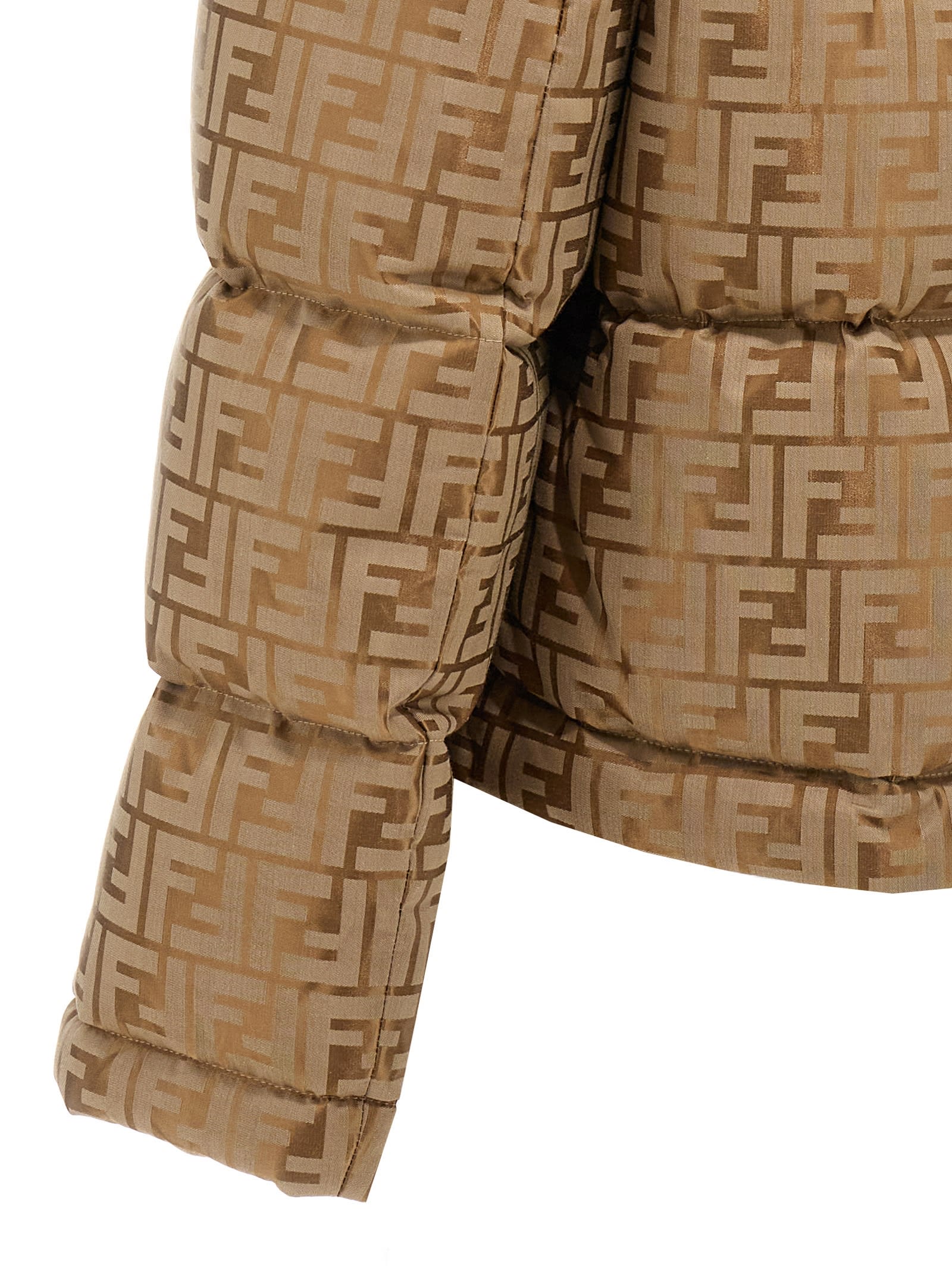 Shop Fendi Ff Down Jacket In Beige