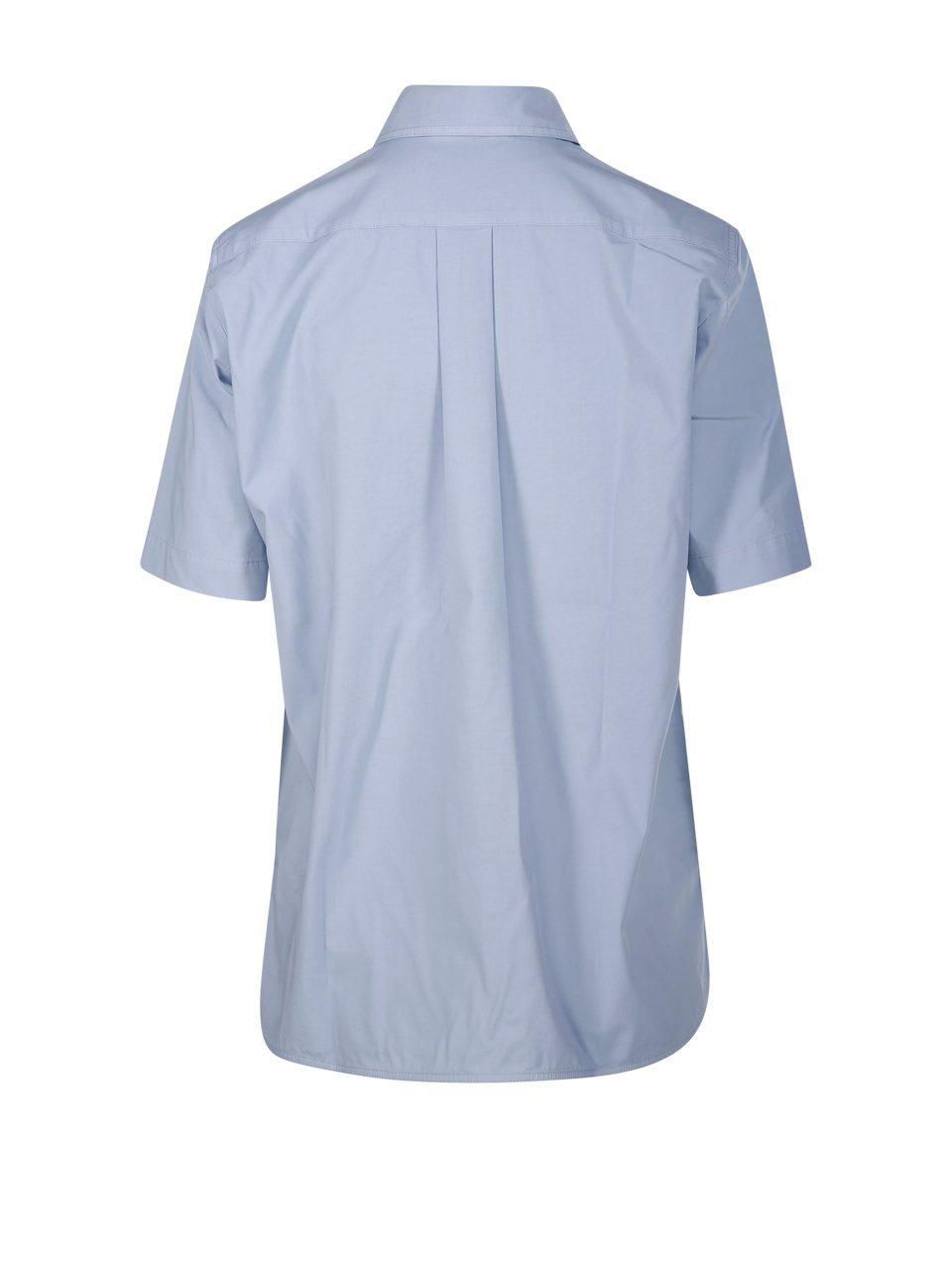 Shop Max Mara Buttoned Short-sleeved Shirt In Azzurro