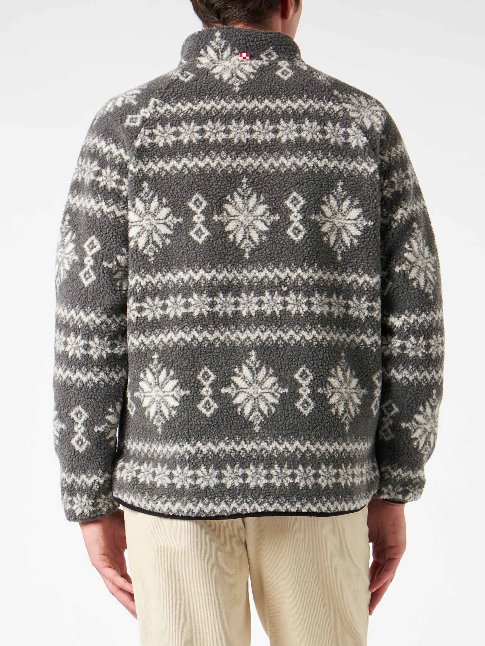 MC2 SAINT BARTH MAN SHERPA JACKET WITH FAIR-ISLE PRINT 