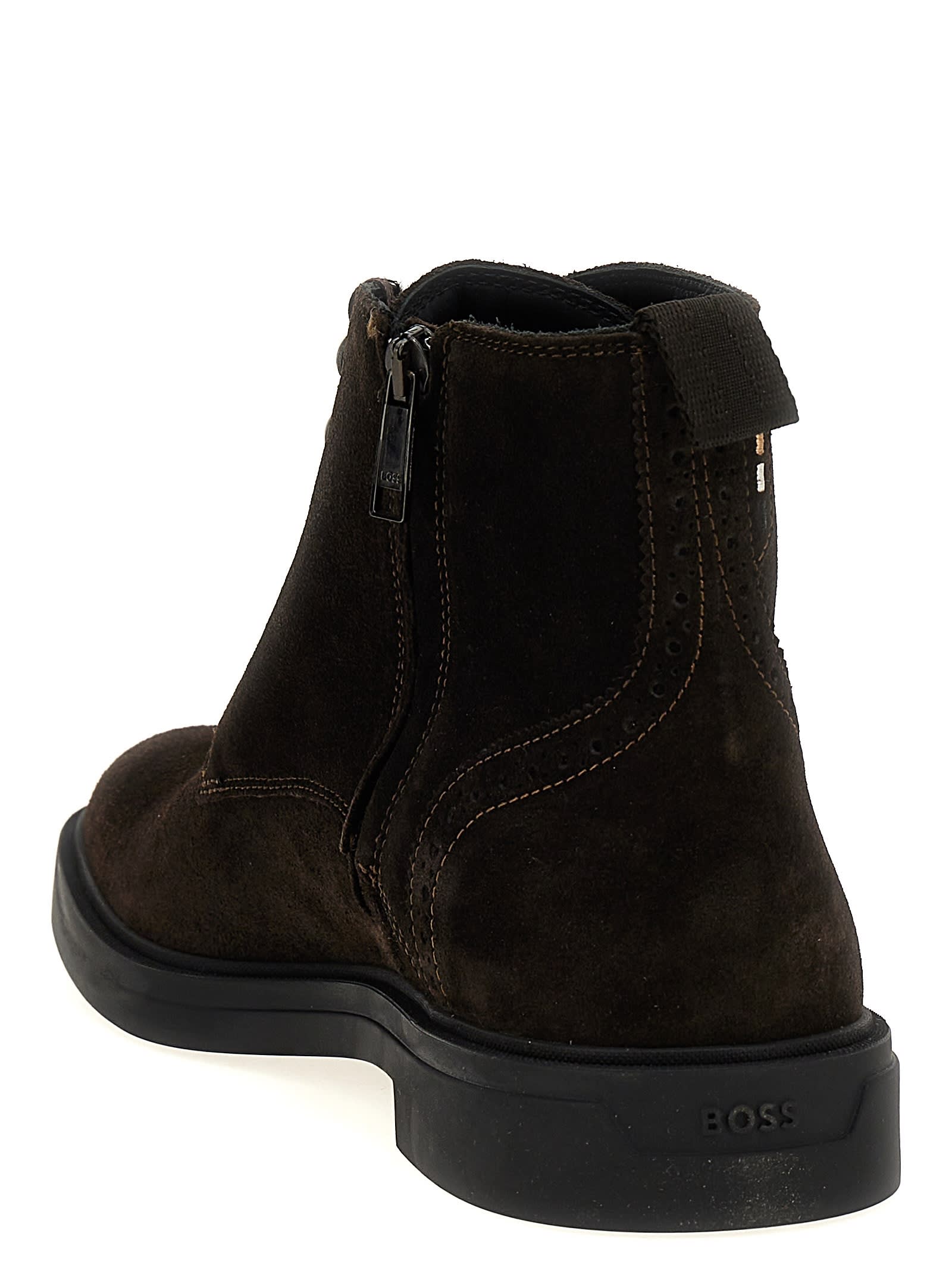 Hugo Boss Suede Ankle Boots In Brown