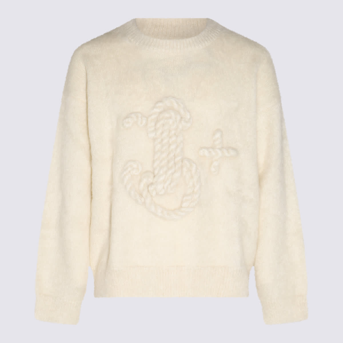 Shop Jil Sander Eggshell Mohair Blend Sweater