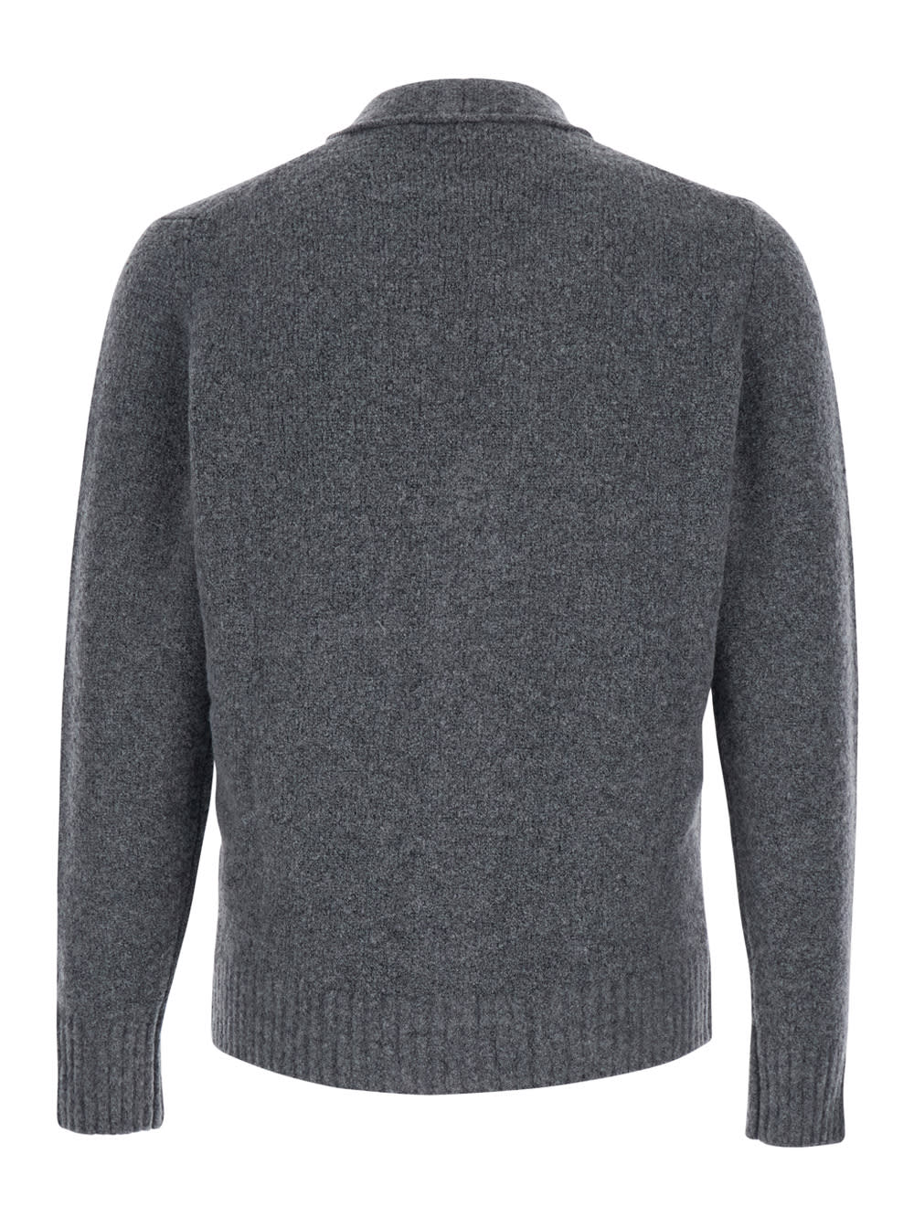Kangra Cashmere Grey V-neck Cardigan With Front Pockets In Wool Man In Gray