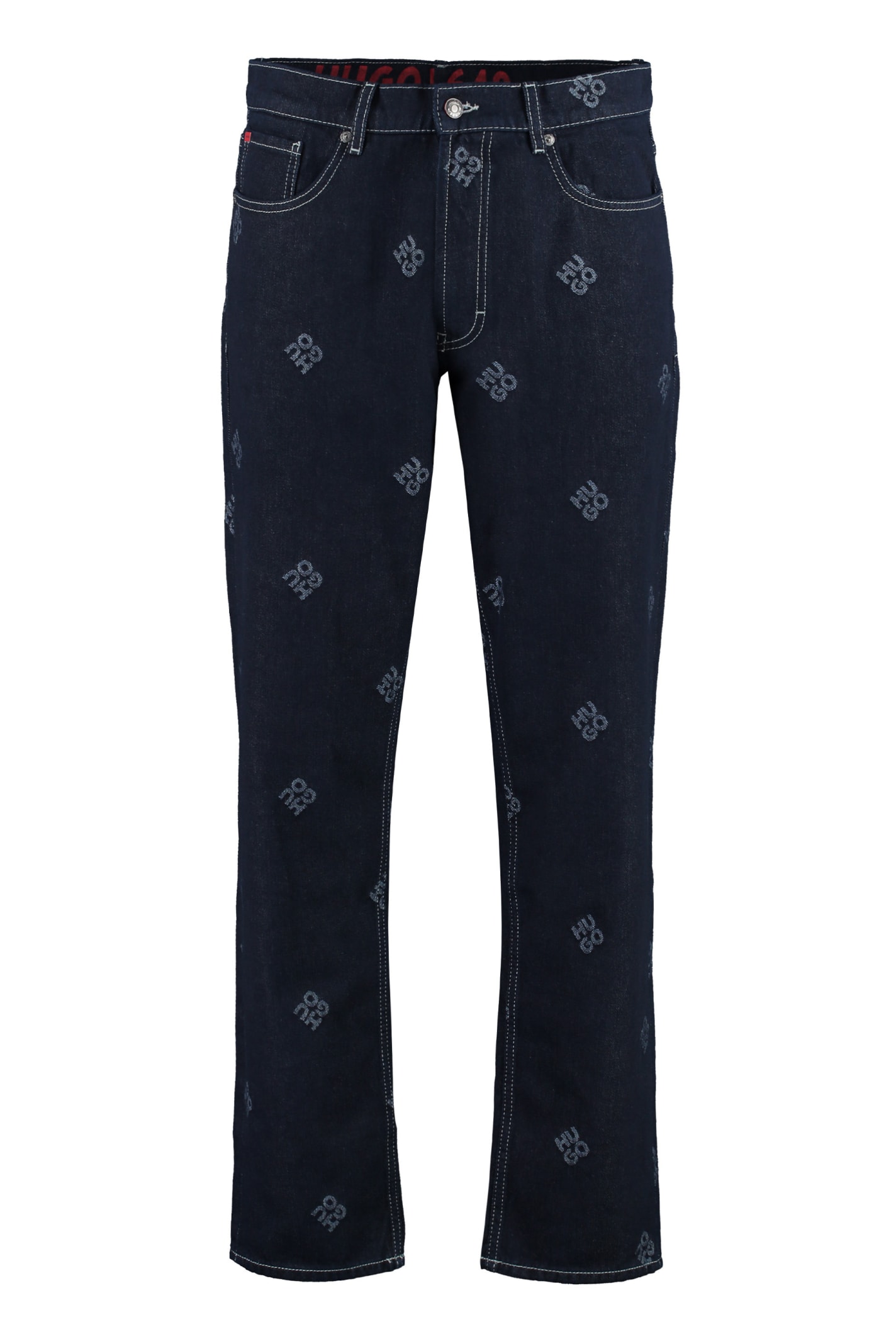 Shop Hugo Boss 5-pocket Straight-leg Jeans In Denim