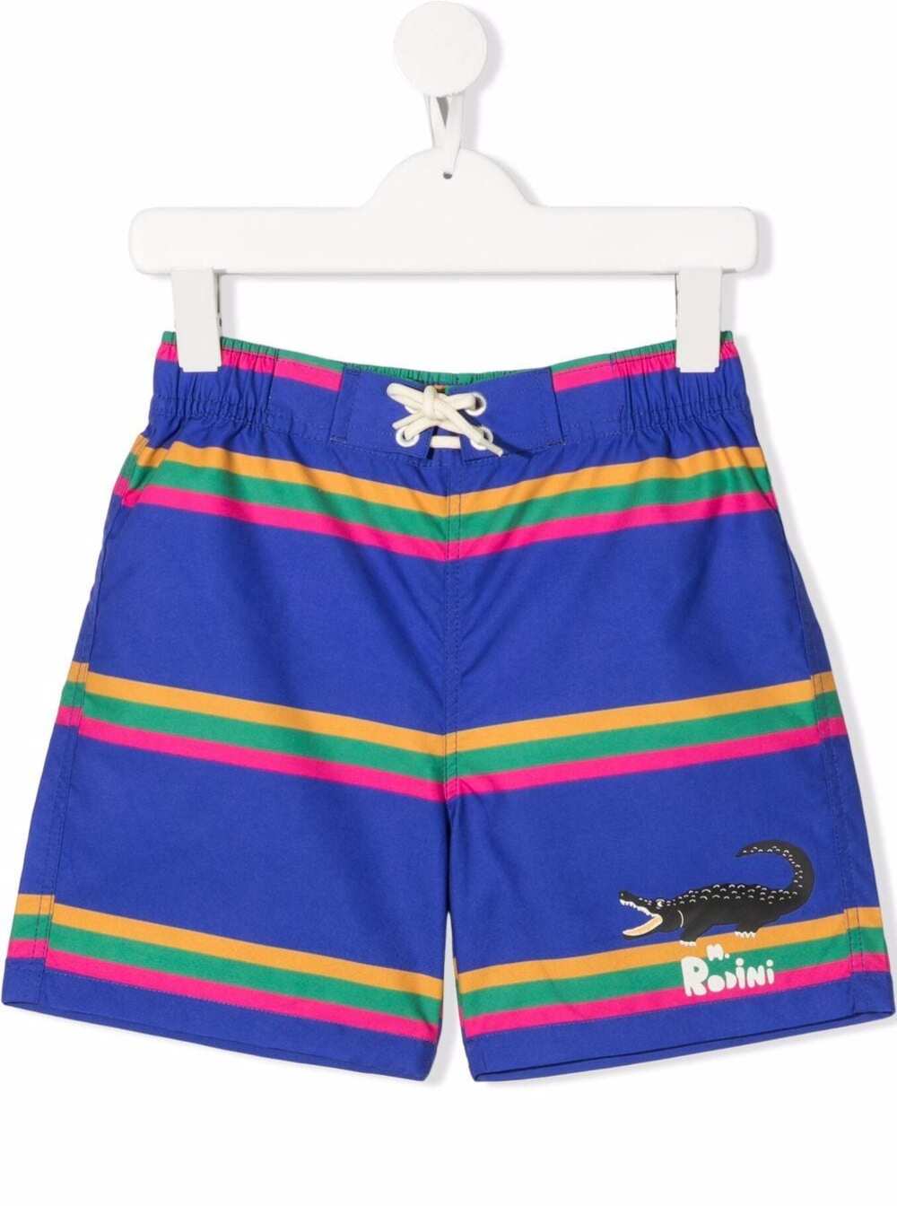 Mini Rodini Kids Boys Multicolor Striped Beach Shorts With Logo