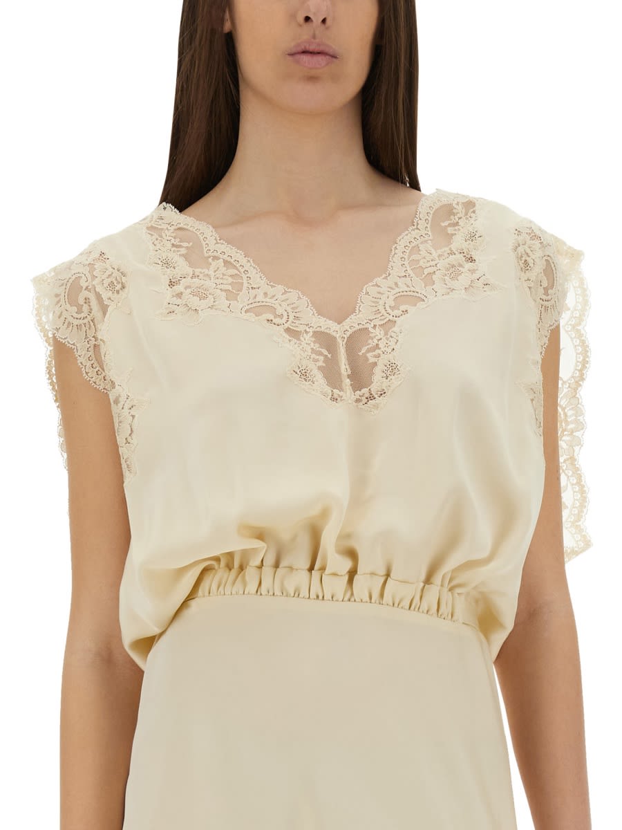 Rabanne Lace Inlay Sleeveless V-neck Midi Dress