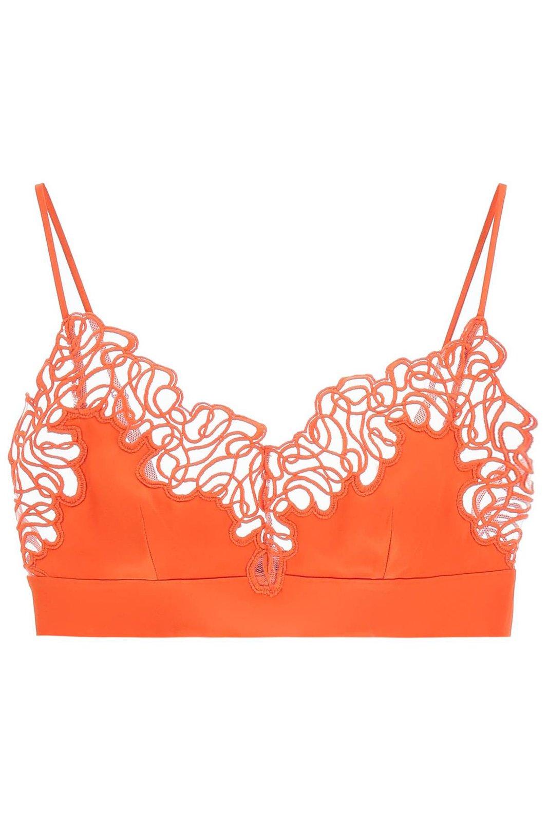 Shop Stella Mccartney Floral Lace Bralette In Red