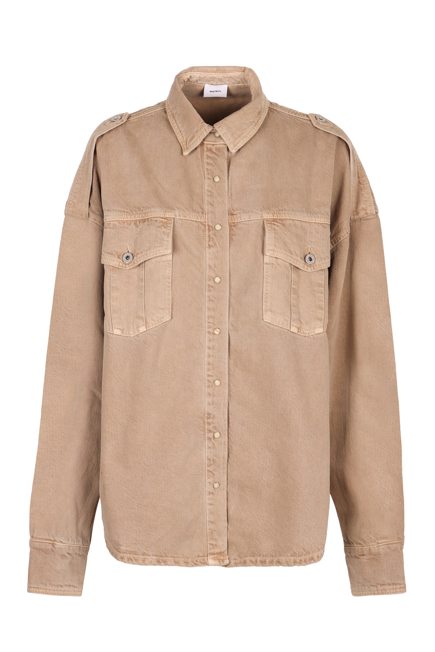 Shop Halfboy Denim Shirt In Sand