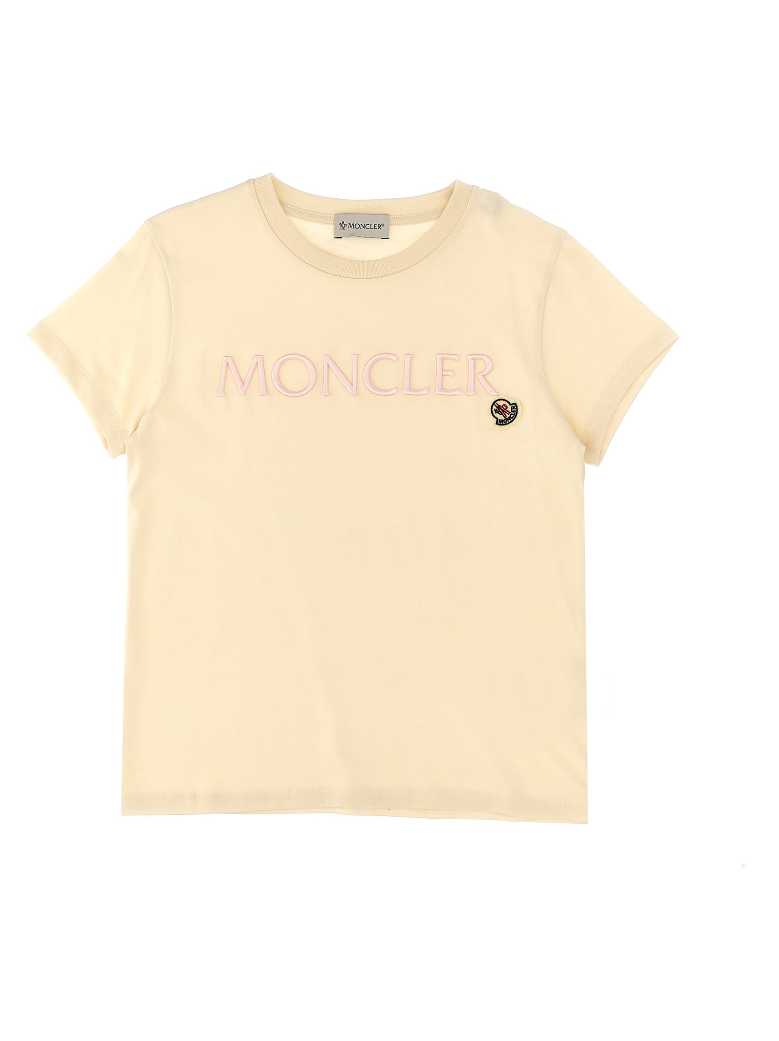Moncler Kids' Logo Embroidery T-shirt In White
