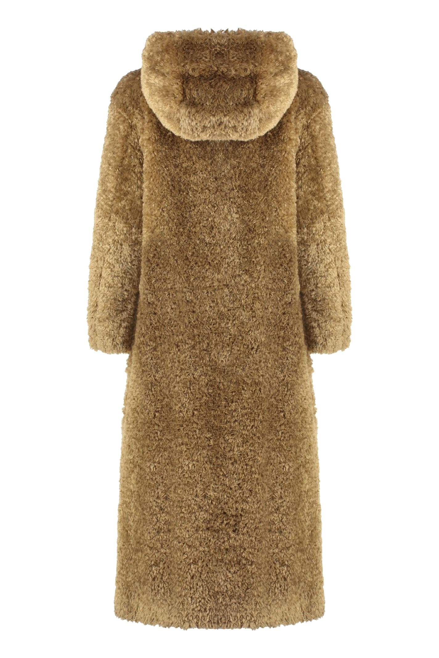 Herno Coat In Curly Faux Fur In Beige