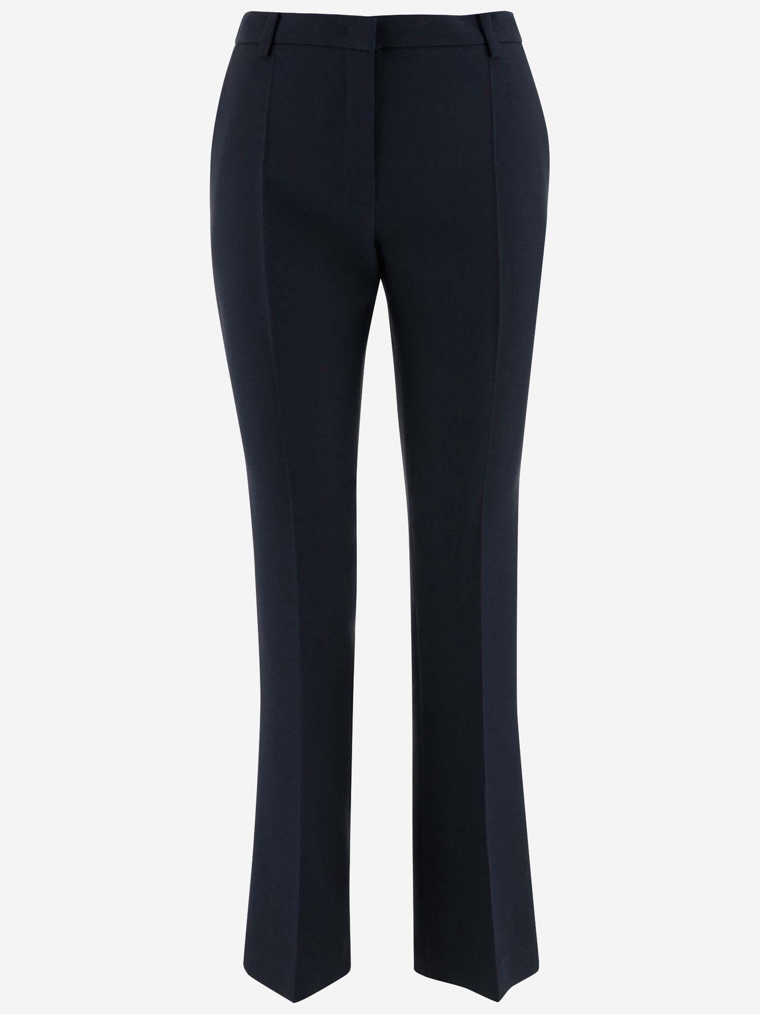 Shop Valentino Crepe Couture Tailored Pants In Blue