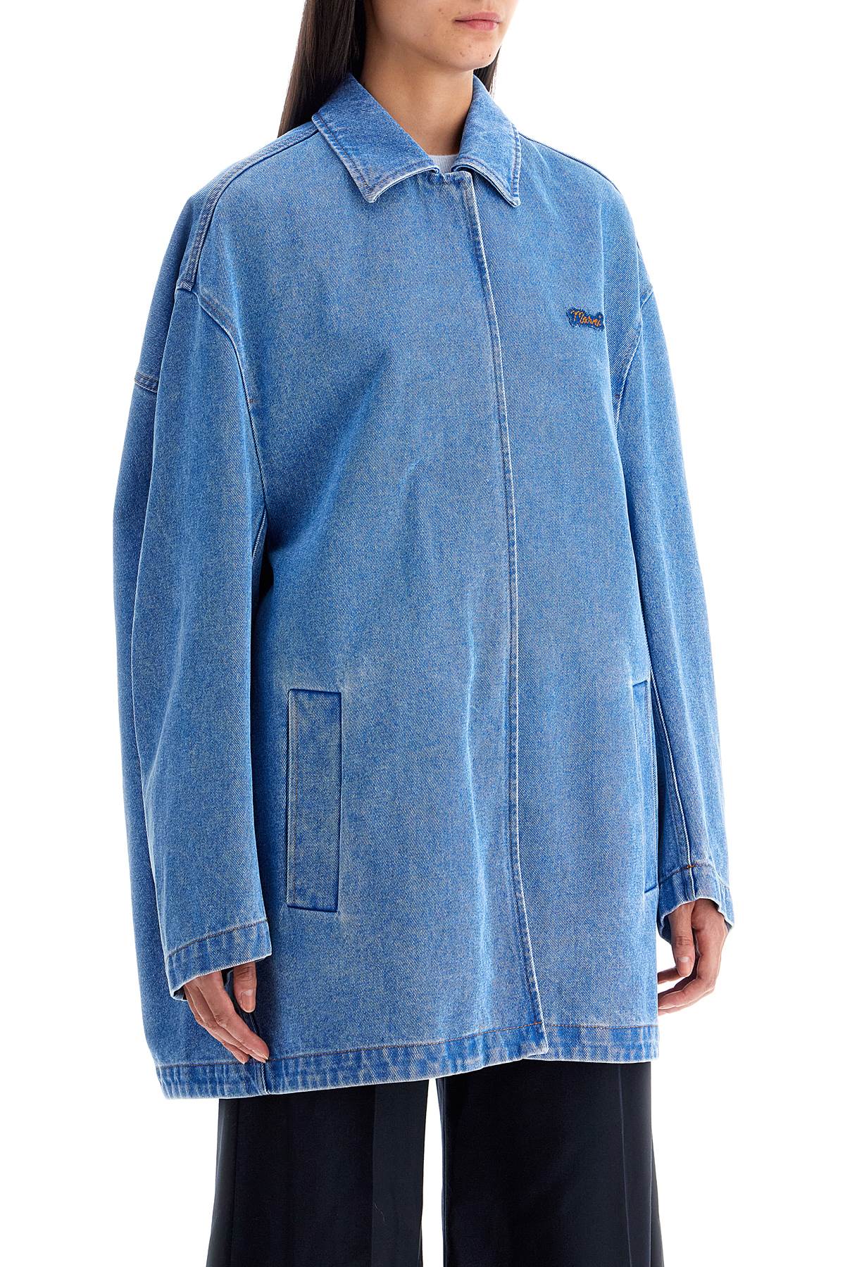 Shop Marni Oversized Organic Denim Jacket In Cobalt (blue)