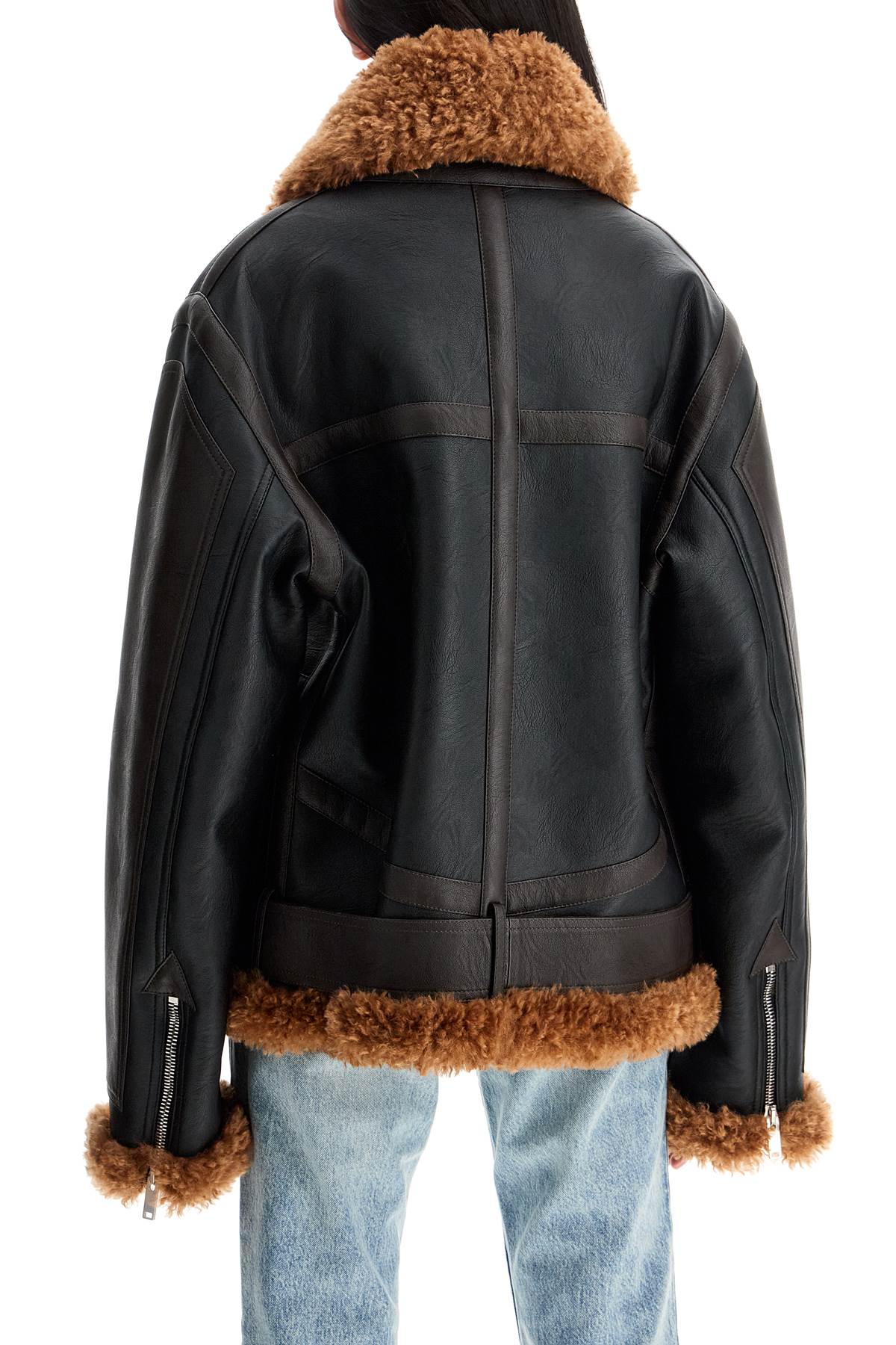 Shop Stella Mccartney Vegan Leather And Teddy Biker Jacket In Black (black)