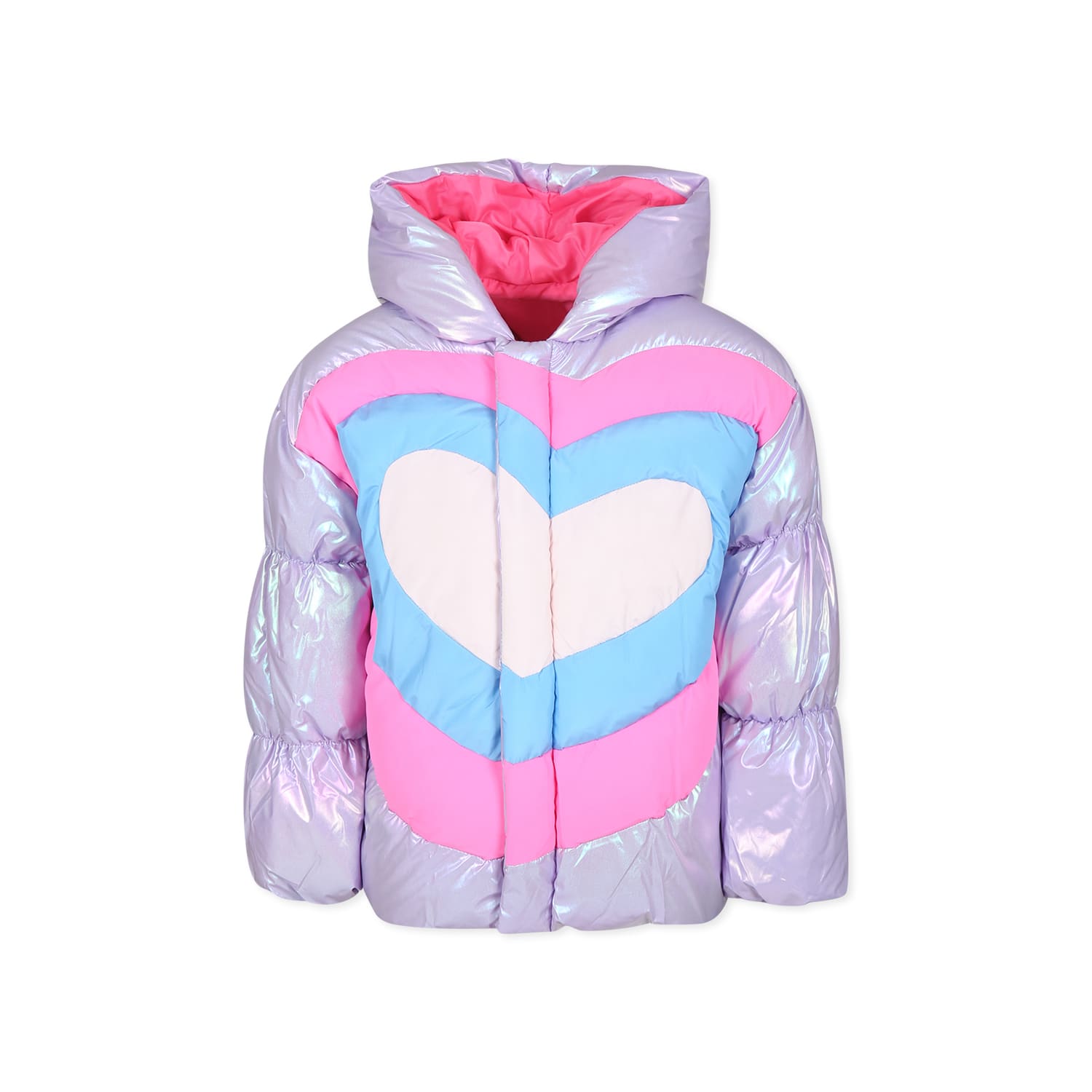Billieblush Purple Down Jacket For Girl With Heart In Violet