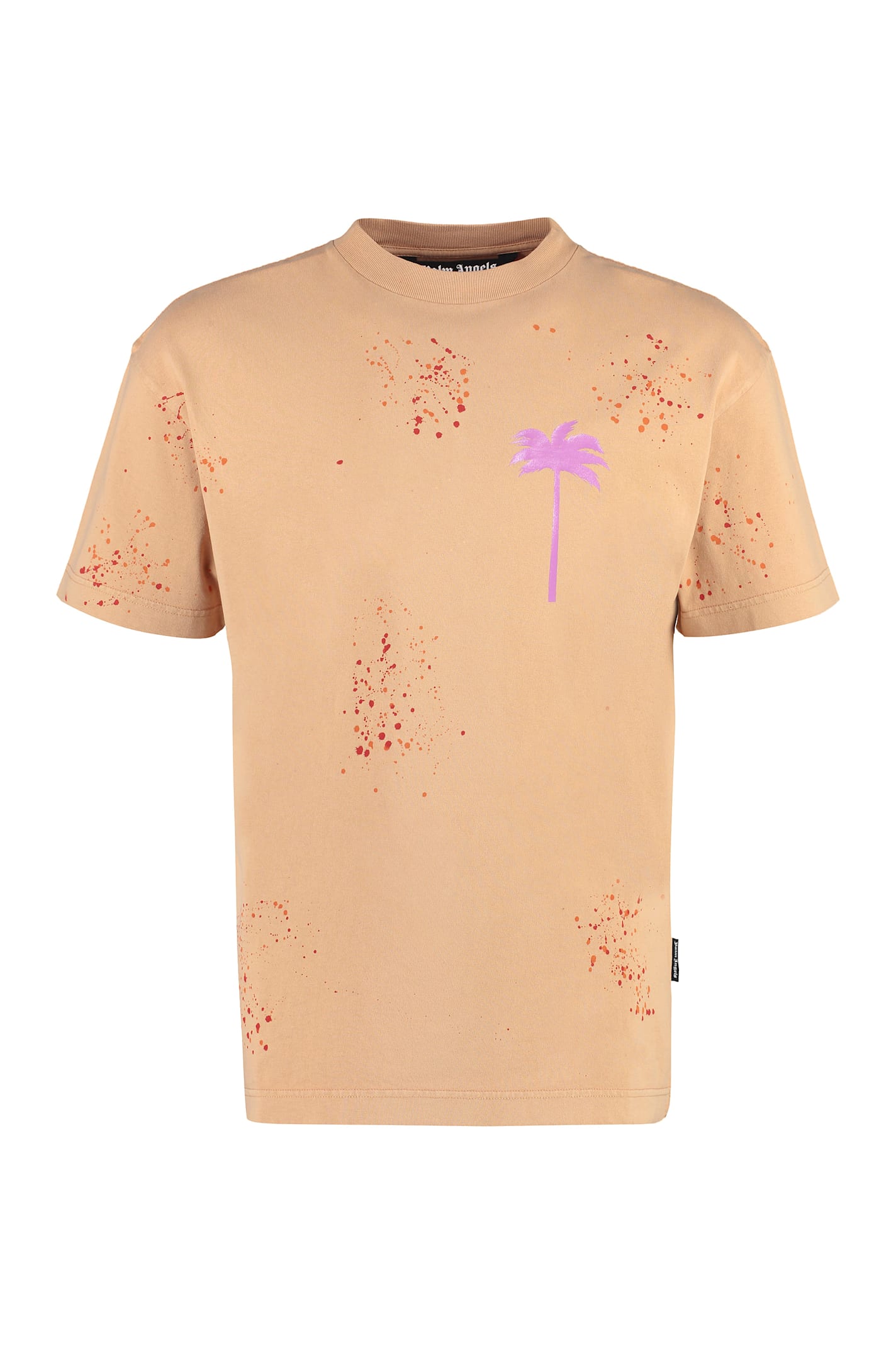 Palm Angels Graphic Print Crew Neck Cotton T-shirt In Multi