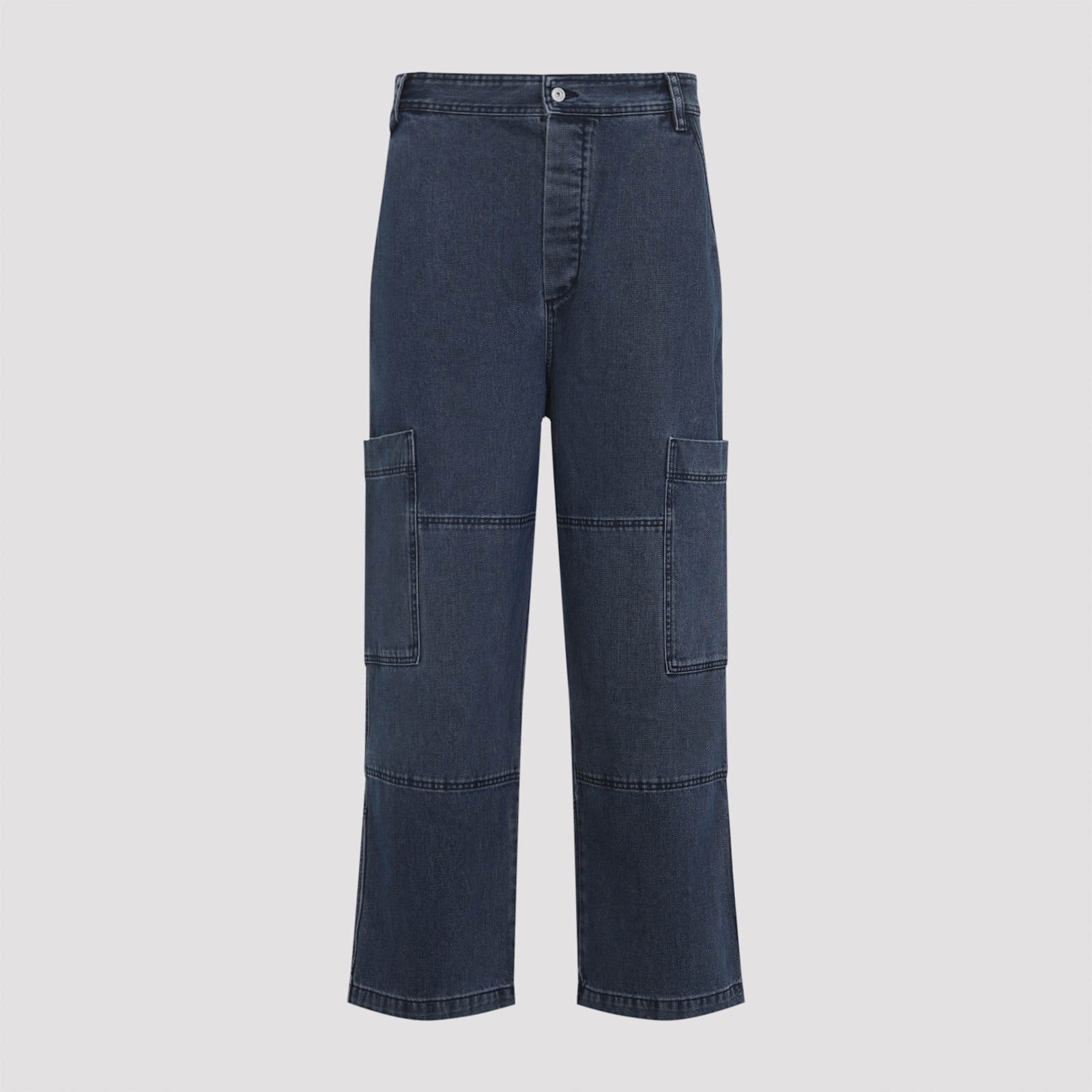 Jacquemus Navy Blue Cotton Le Cargo De-nimes Carre Jeans In Blue