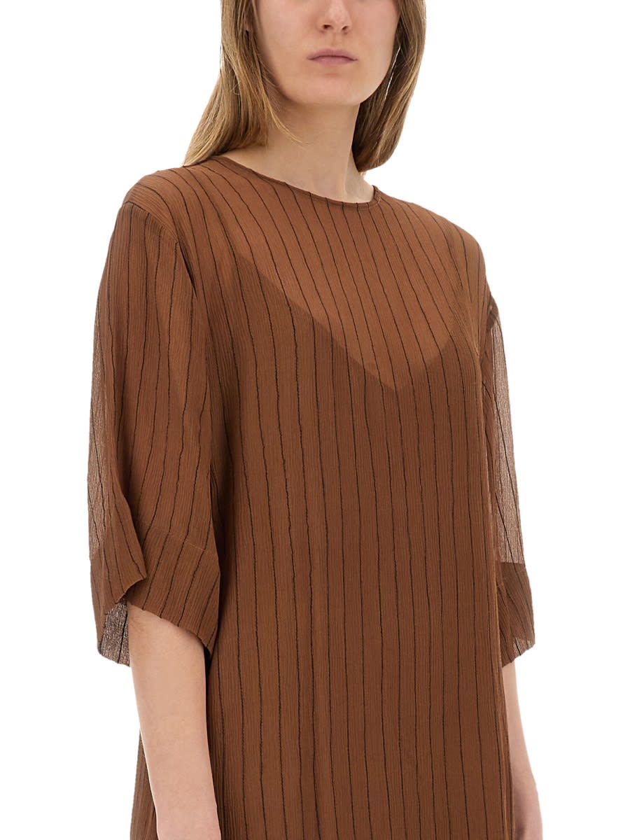 Alysi Stripe-pattern Midi Dress In Brown