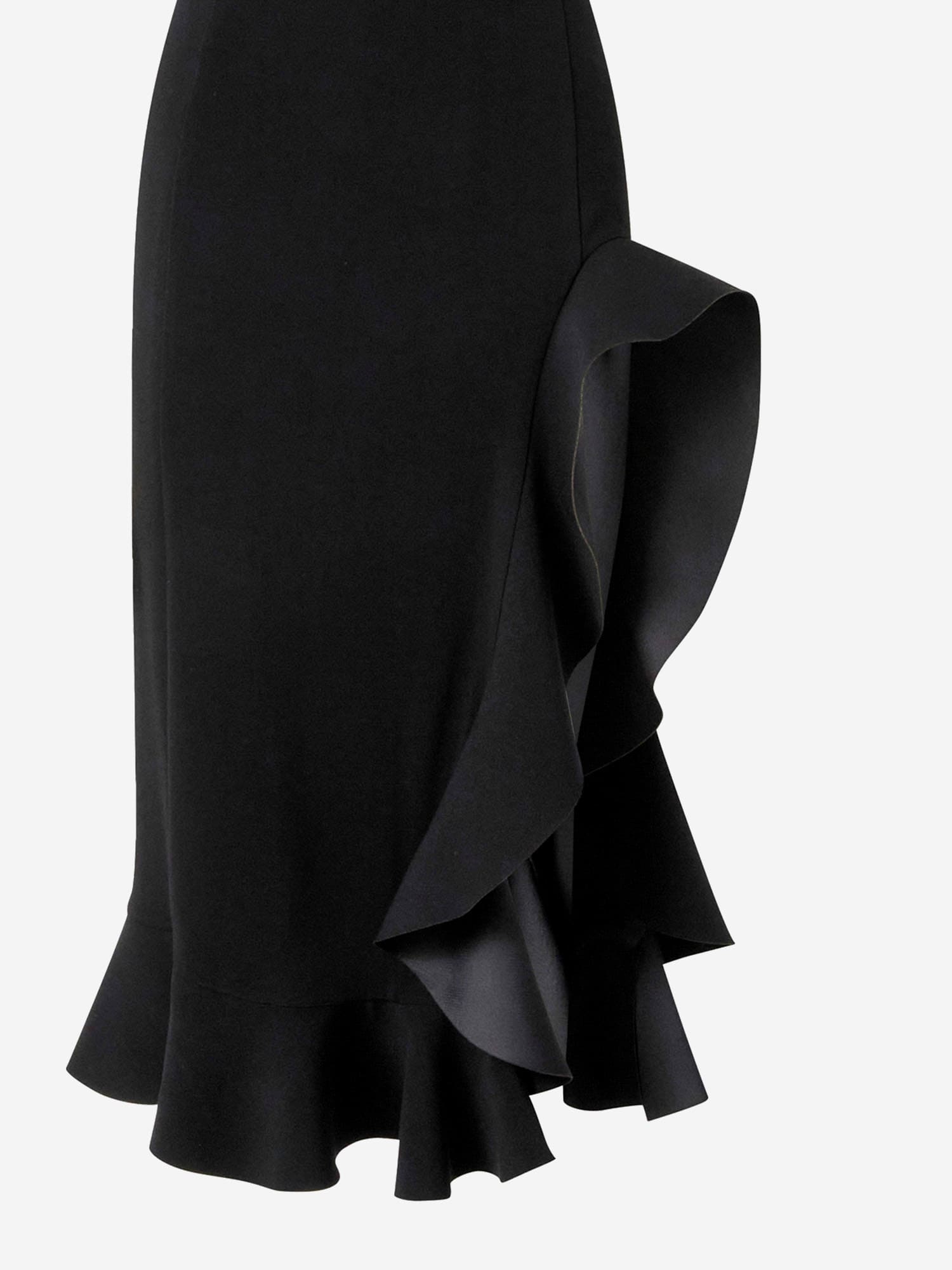 Pinko Midi Dress With Ruffle Detail And Fitted Silhouette In Black