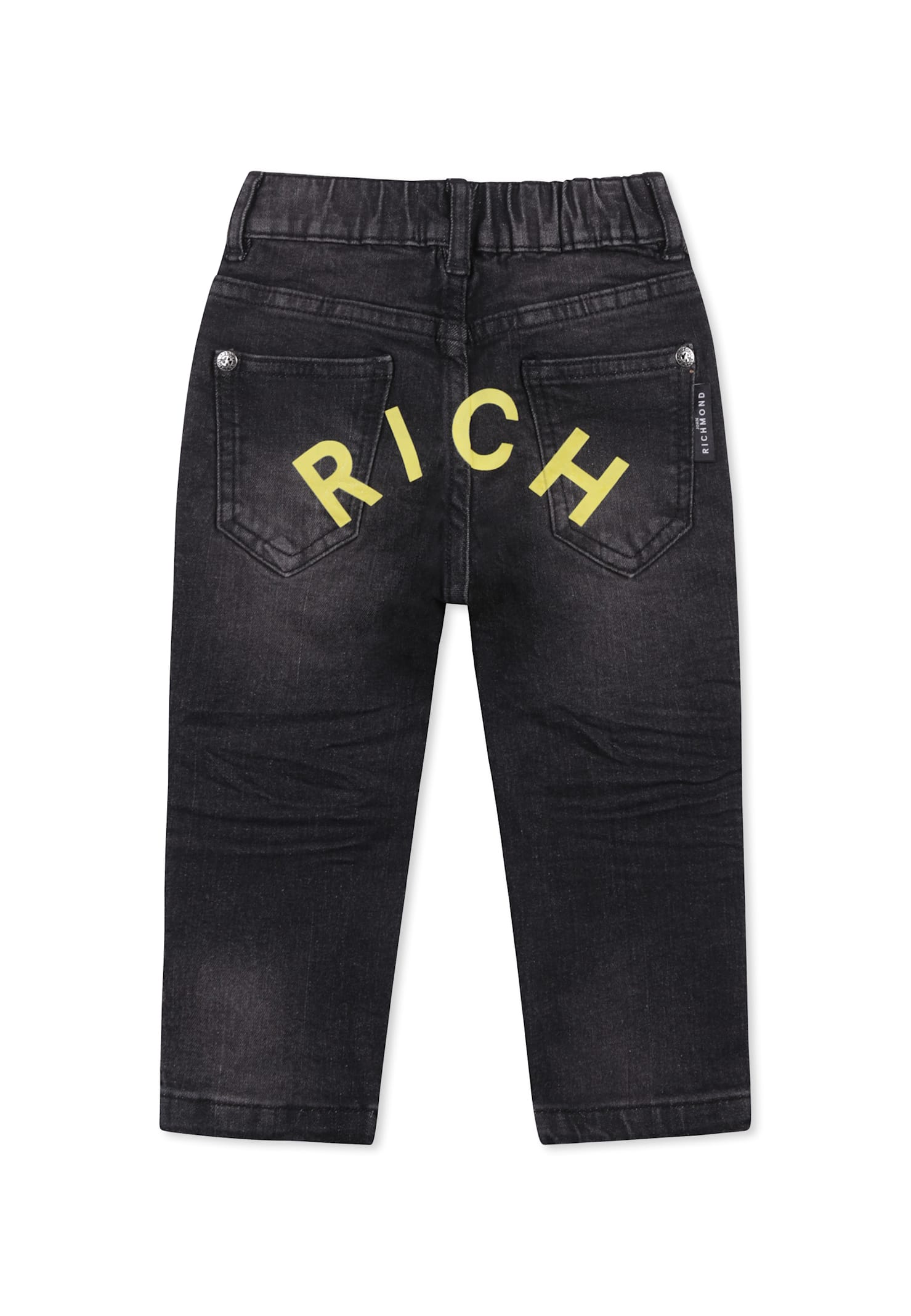 Richmond Black Jeans For Baby Boy With Logo In Black