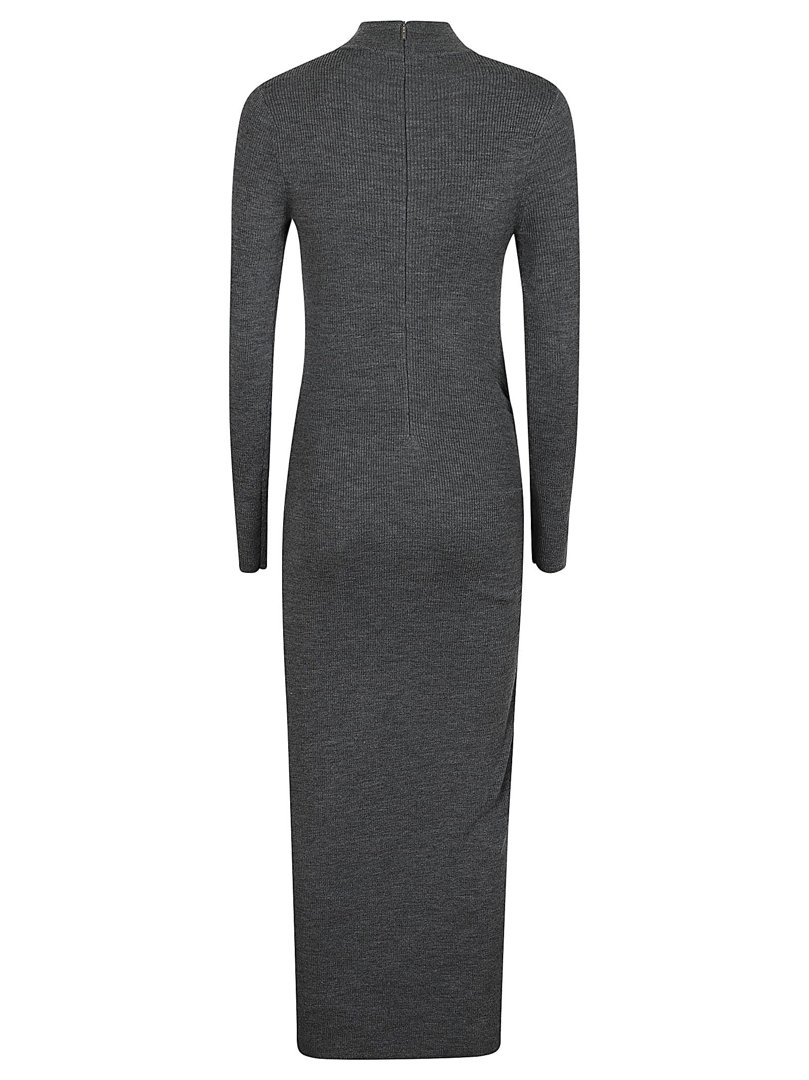 Shop Michael Michael Kors Merino Ruched Midi Dress In Grey