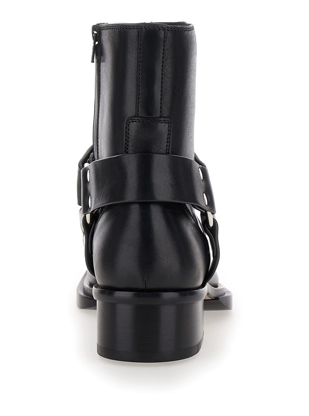 Alexander Mcqueen Black Ankle Boots With Harness Detail In Leather Man In Black