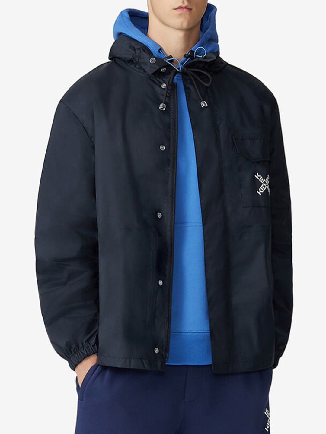 Kenzo Logo Print Hooded Rain Jacket