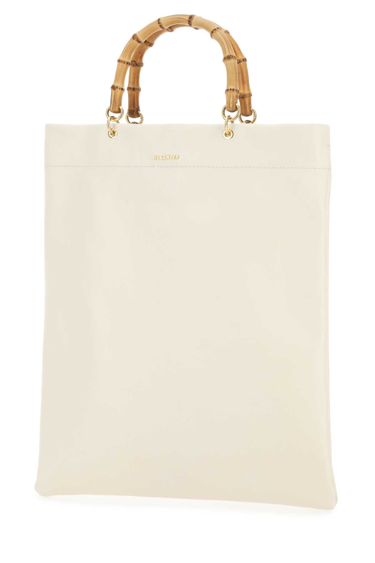 Shop Jil Sander Ivory Leather Medium Shopping Bag In 105