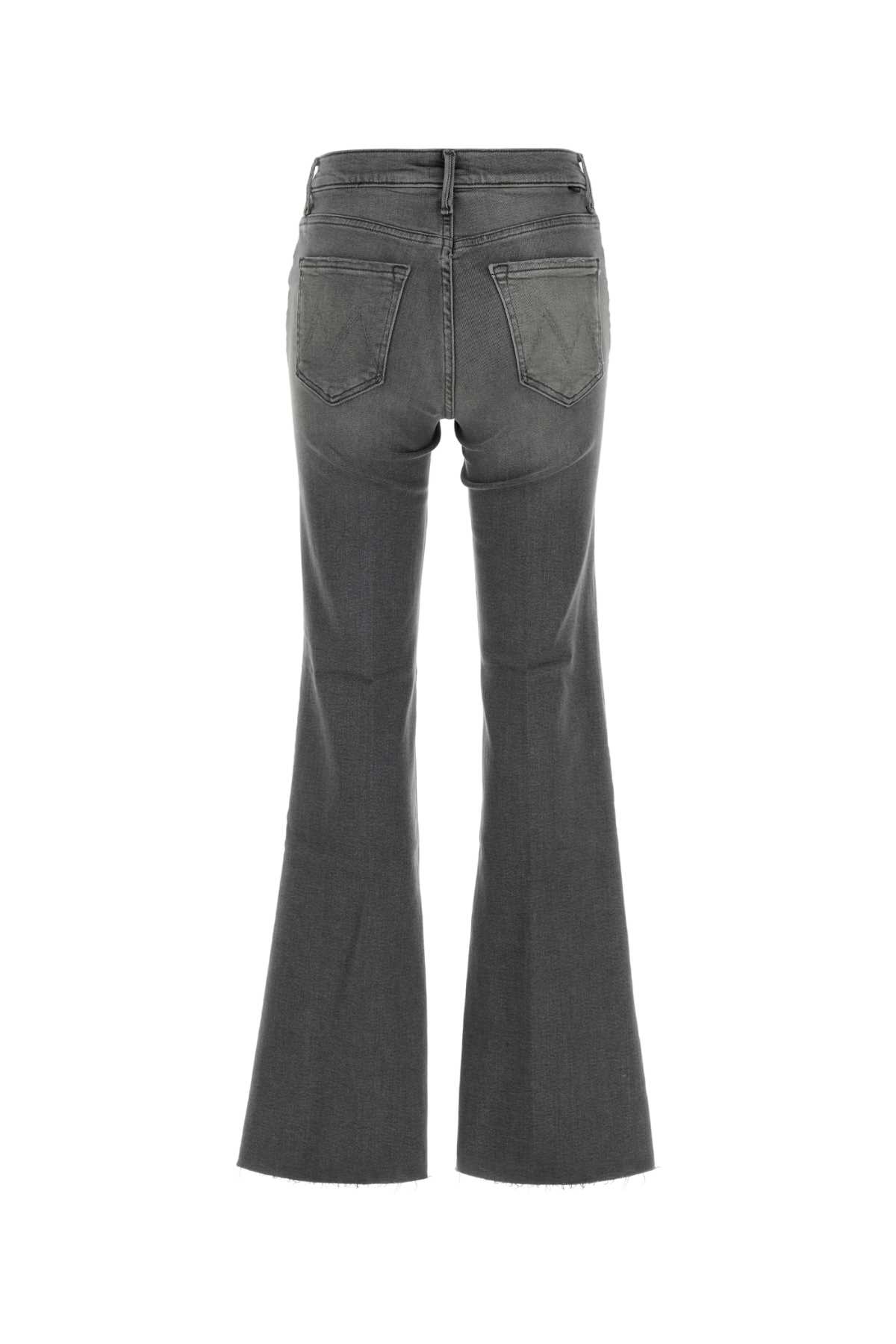 Mother Grey Stretch Denim The Doozy Sneak Fray Jeans In Gray
