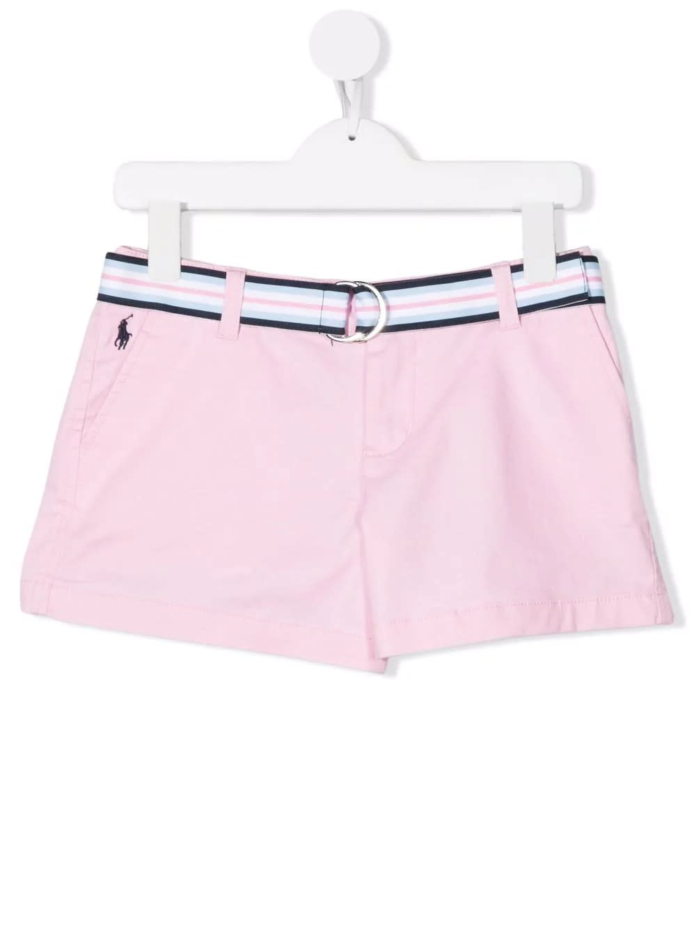 Ralph Lauren Teen Shorts In Pink Stretch Chino With Belt
