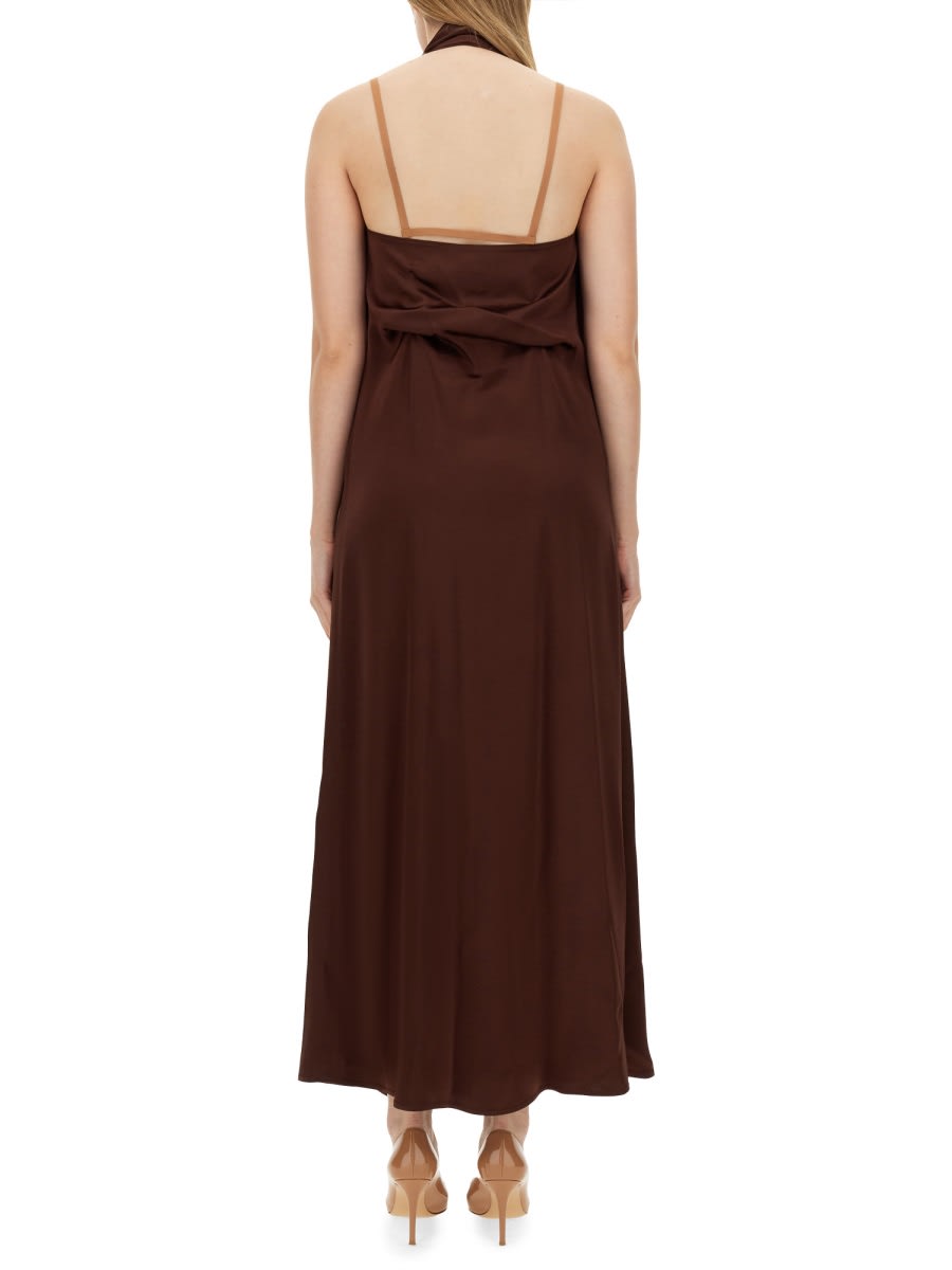 Shop Alysi Silk Crepe Dress In Brown