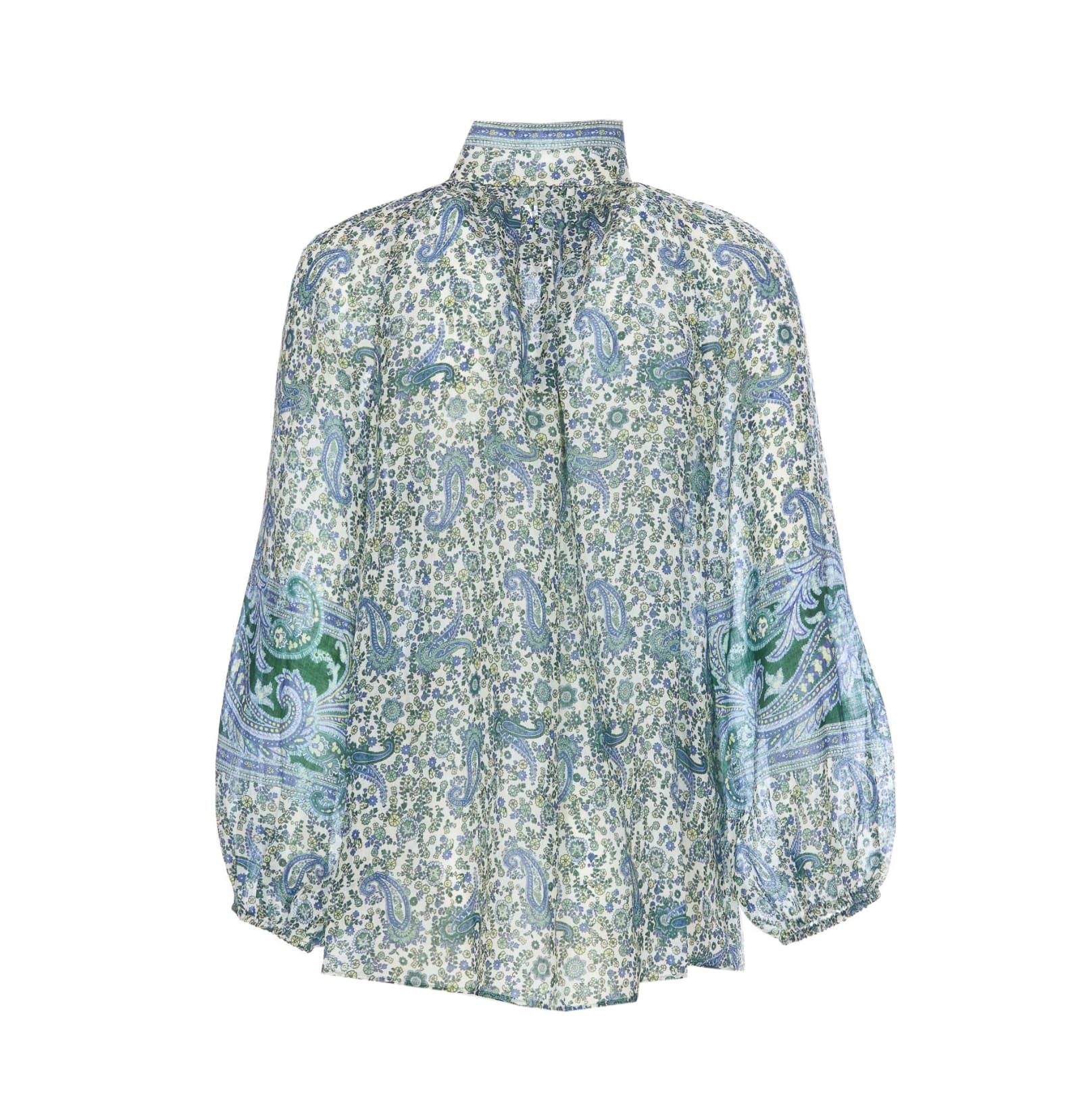 Shop Zimmermann Ottie Billow Blouse In Blue