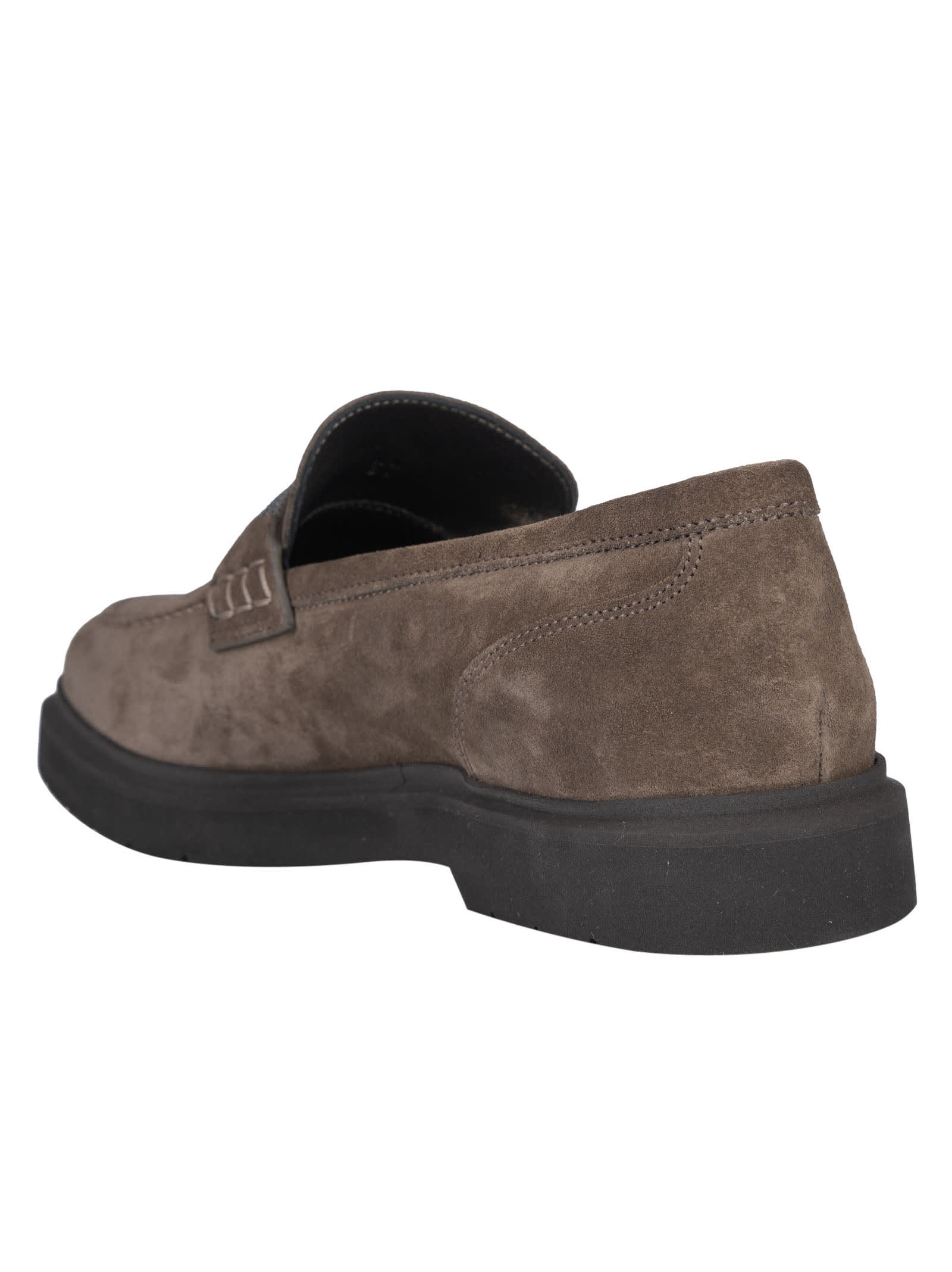 Brunello Cucinelli Suede Monili Penny Loafers In Brown