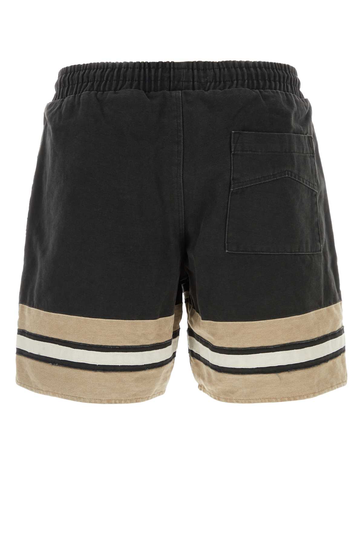 Rhude Dark Grey Cotton Bermuda Shorts In Multi