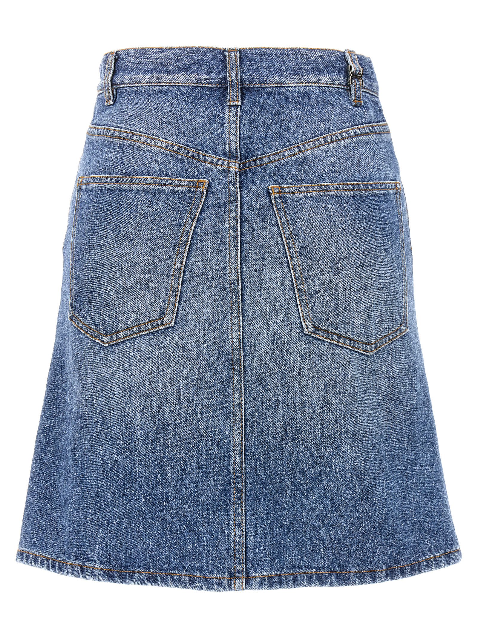 Shop Chloé Denim Mini Skirt In Foggy Blue