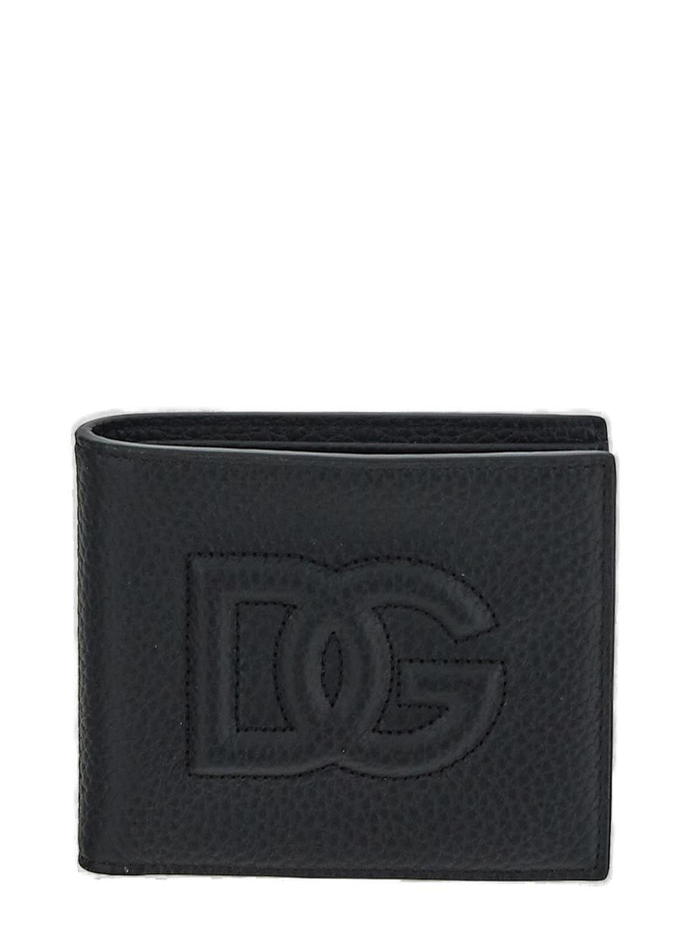 Dolce & Gabbana Portafogli Dg Logo Bi-fold Wallet In Black