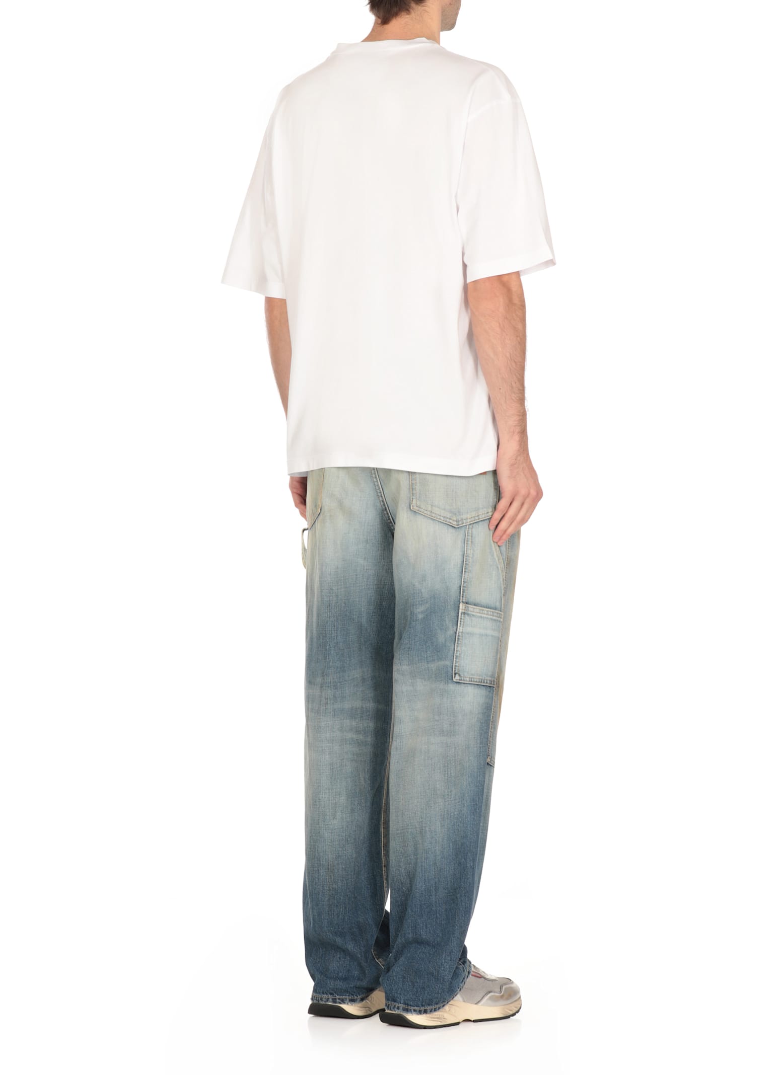 Dsquared2 Loose Fit White Cotton Jersey T-shirt With Vintage-effect Logo In White