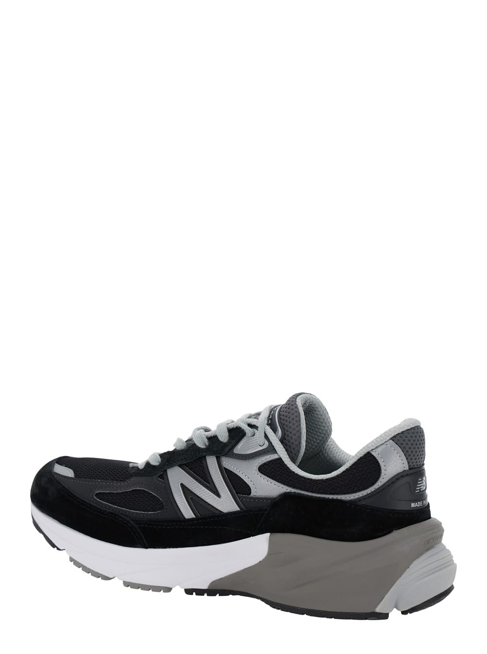 Shop New Balance Black Low Top Sneakers With Logo Detail In Suede And Tech Fabric Man